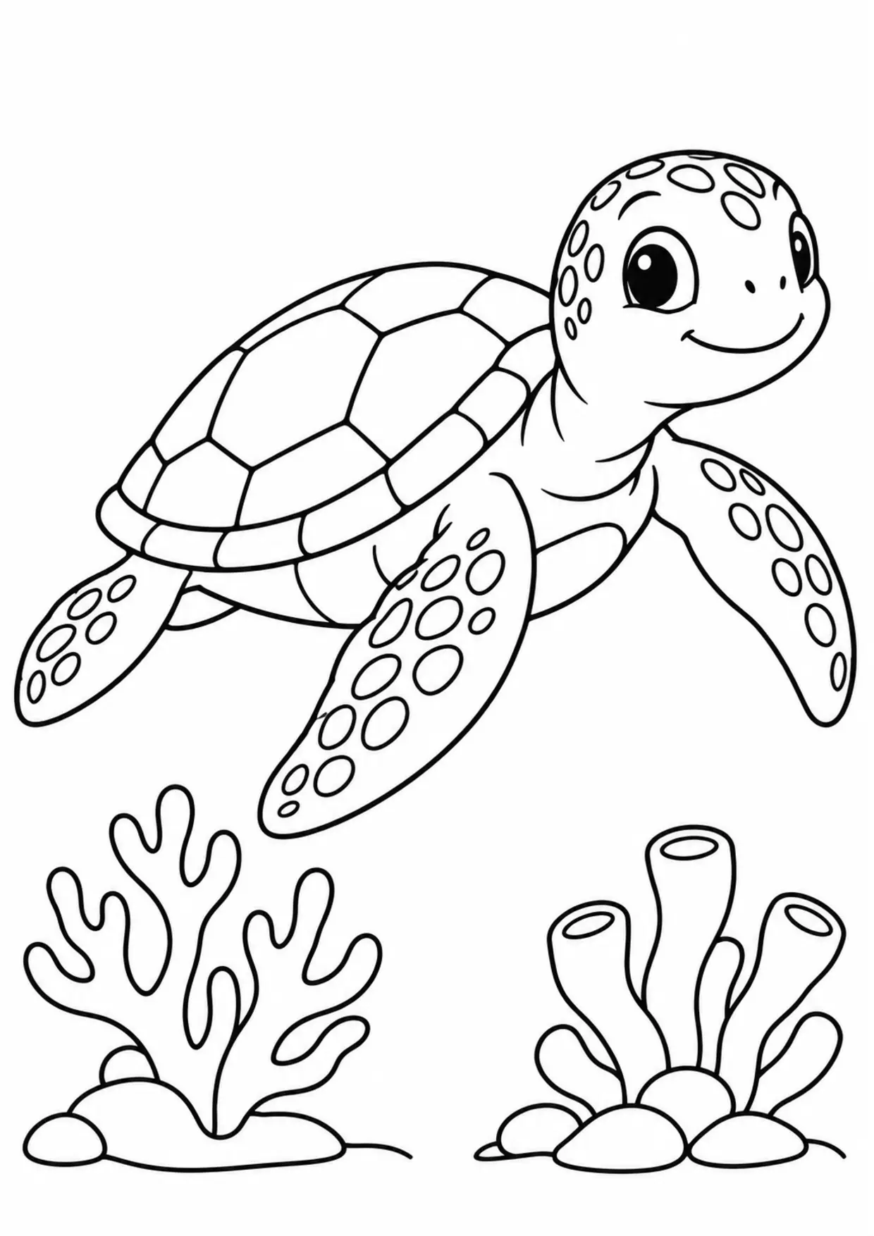 Coloriage tortue marine : tortue marine à imprimer montrant tortue marine, dessin noir et blanc
