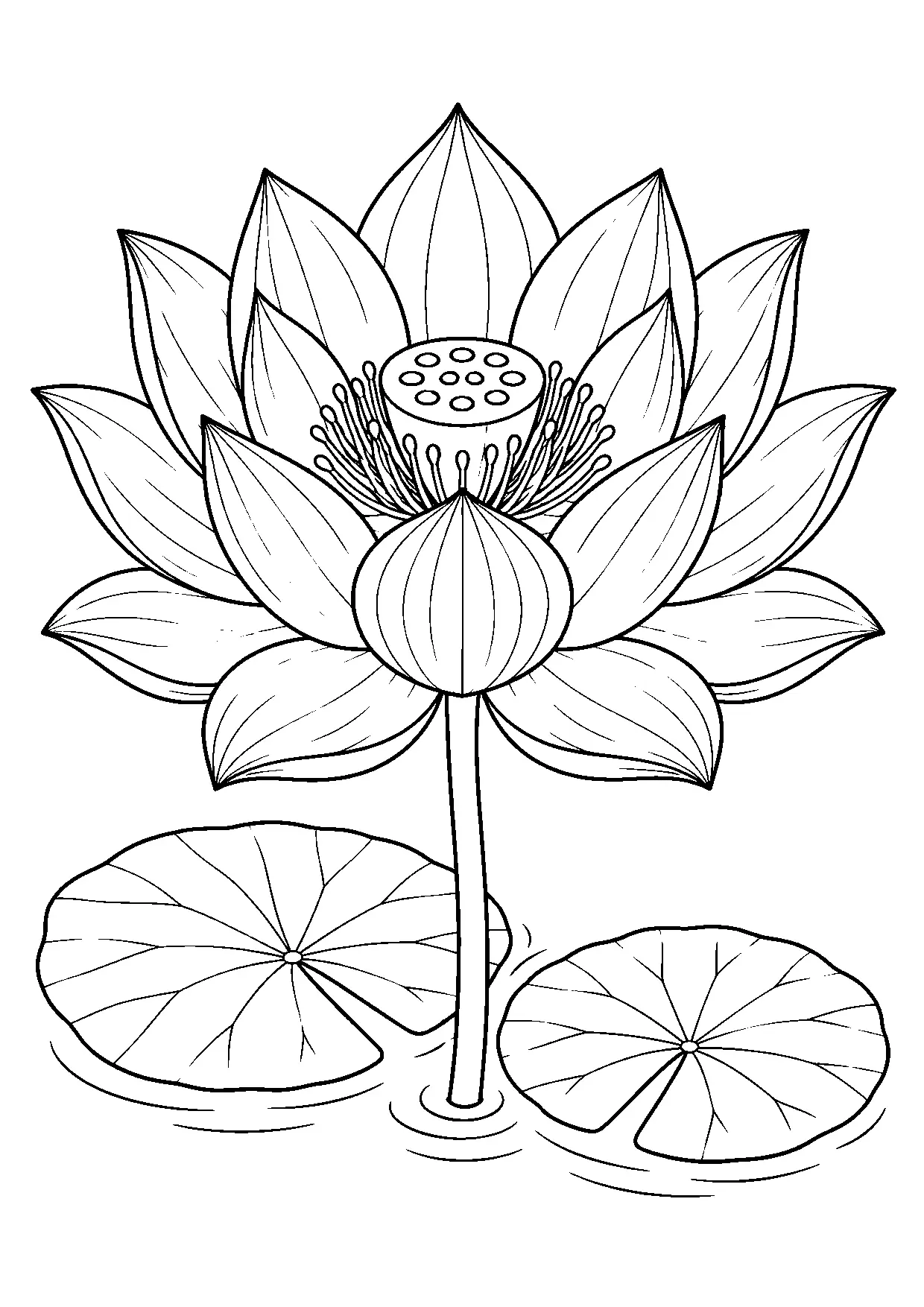 Coloriage lotus à imprimer montrant lotus, illustration 20