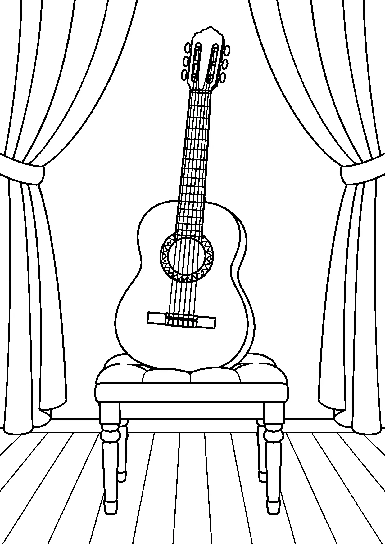 Coloriage guitare : guitare