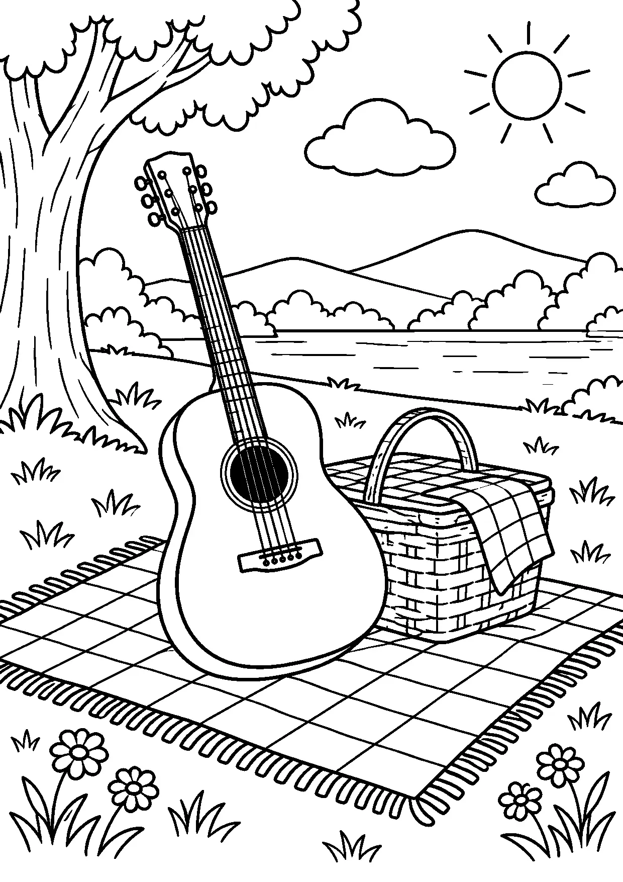 Coloriage guitare : guitare
