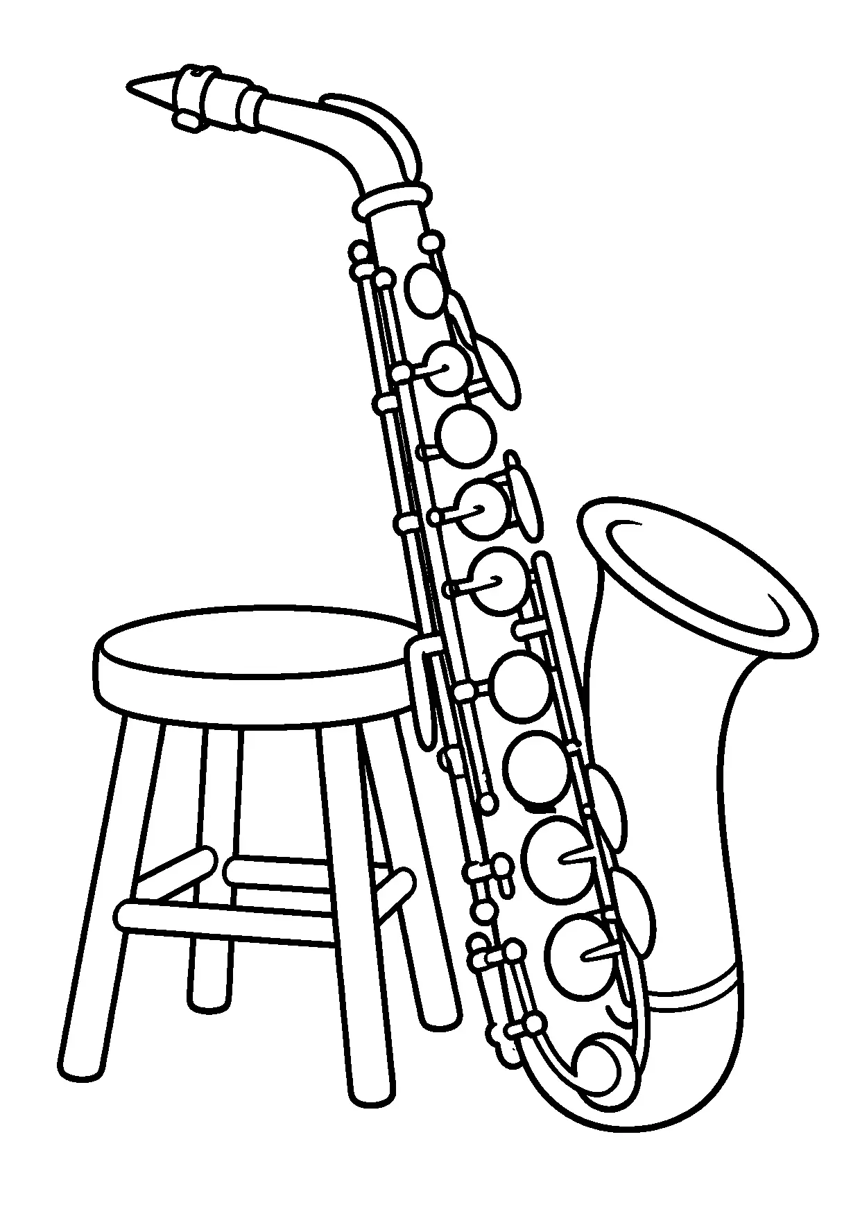 Coloriage saxophone : saxophone