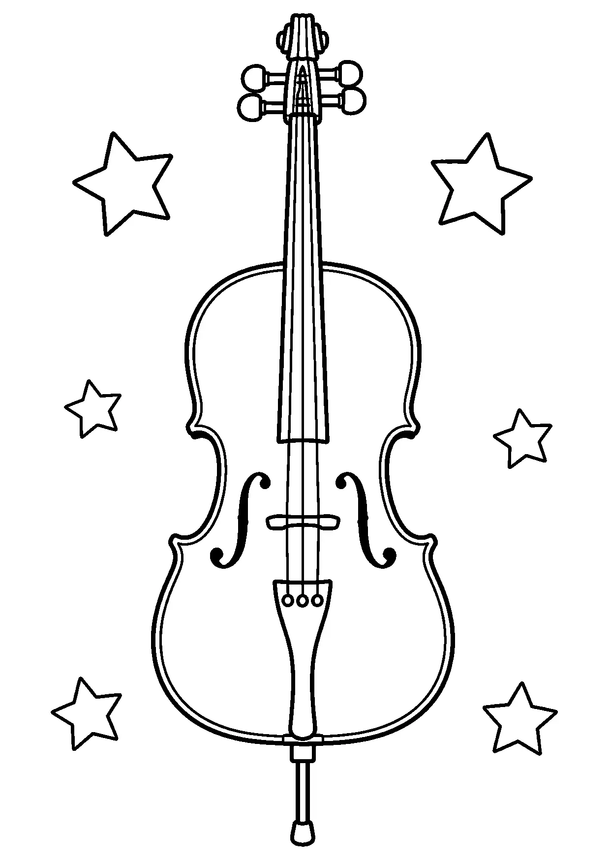 Coloriage violoncelle : violoncelle à imprimer montrant violoncelle, dessin noir et blanc