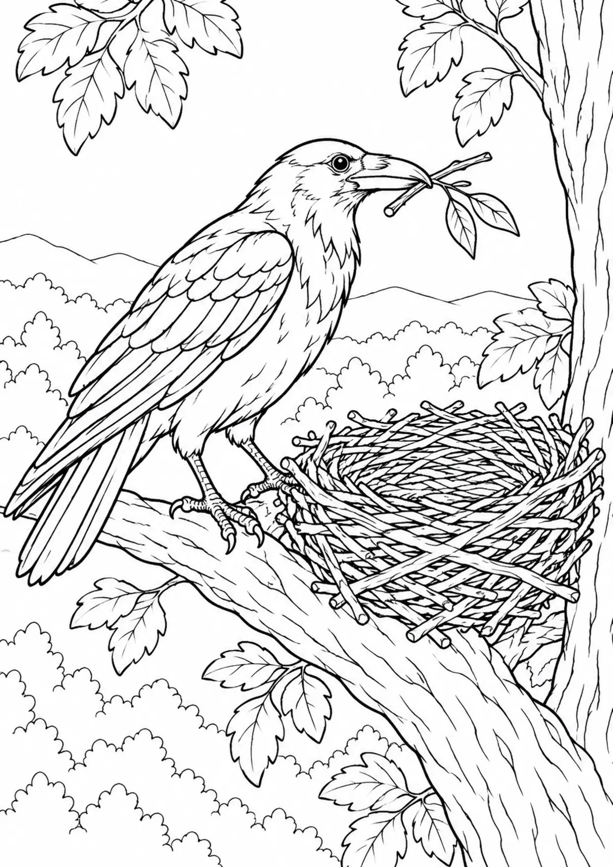 Coloriage corbeau : corbeau