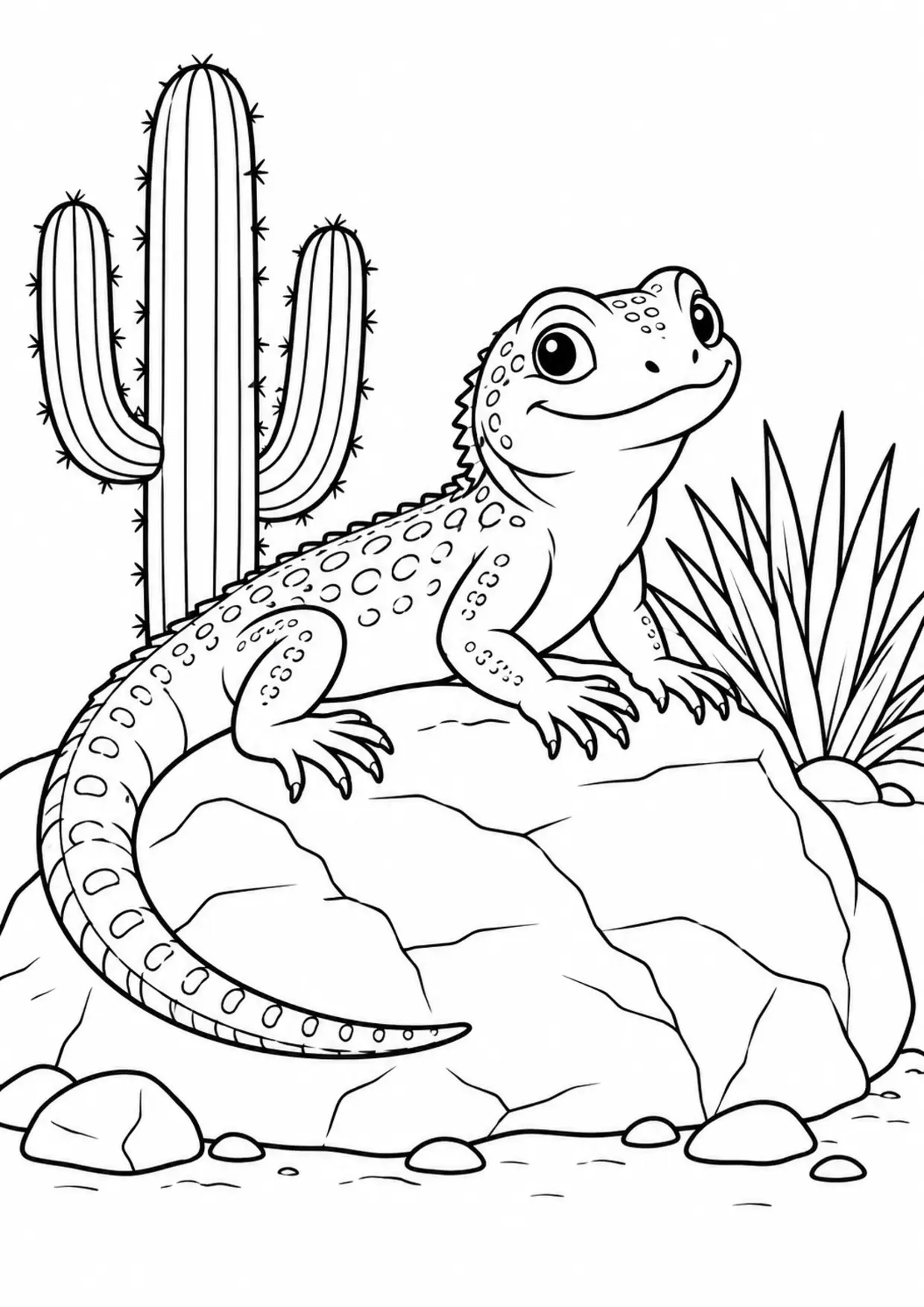 Coloriage lézard : lezard à imprimer montrant lezard, dessin noir et blanc