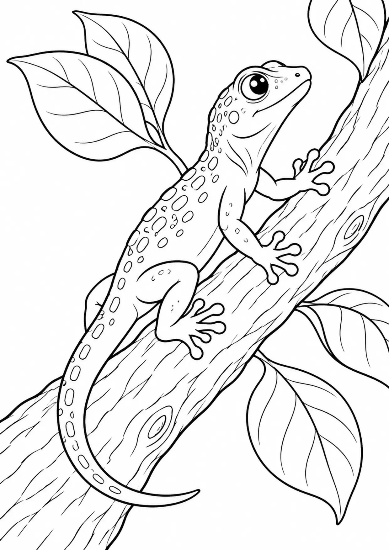 Coloriage lézard : lezard à imprimer montrant lezard, dessin noir et blanc