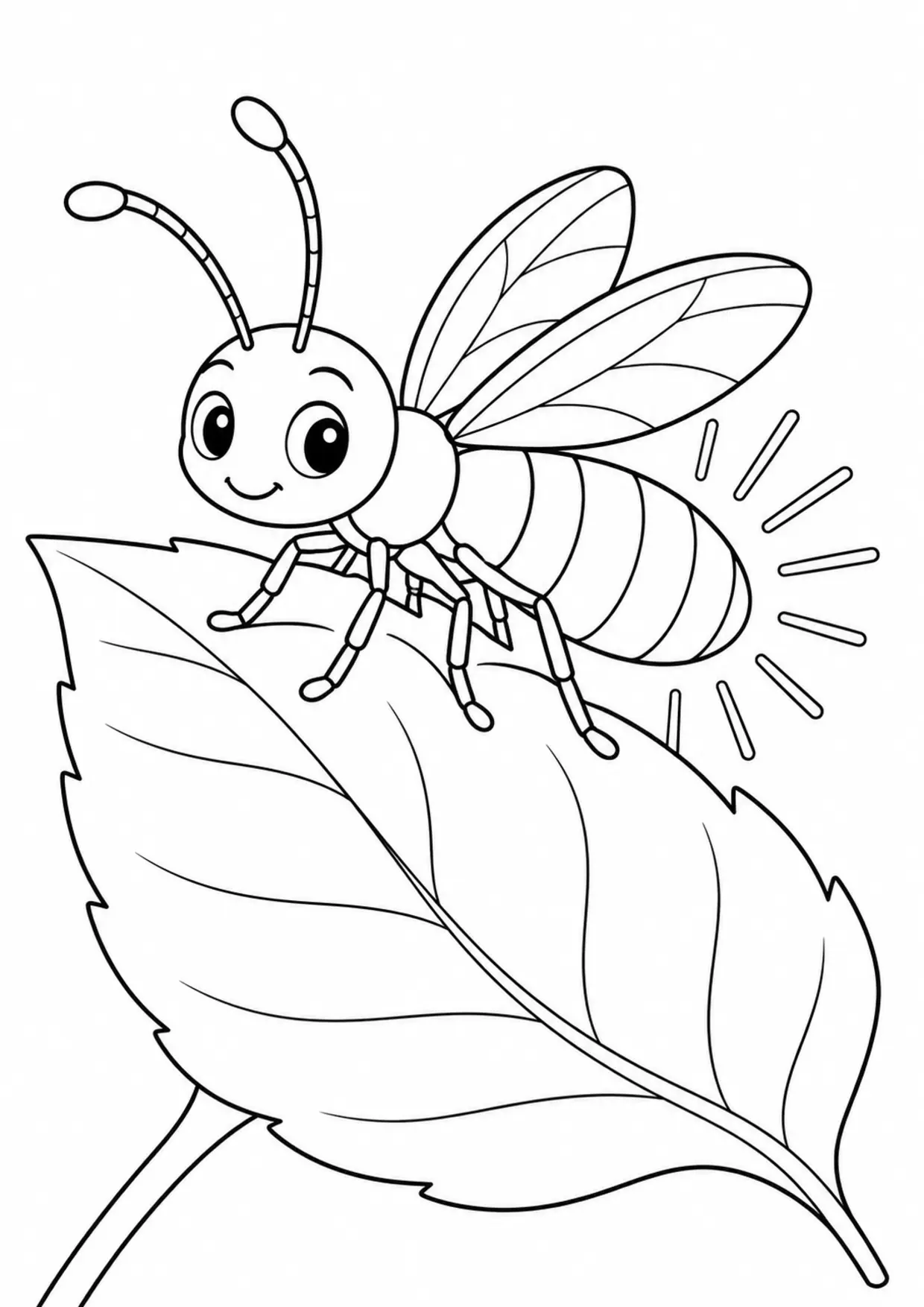 Coloriage luciole : luciole à imprimer montrant luciole, dessin noir et blanc