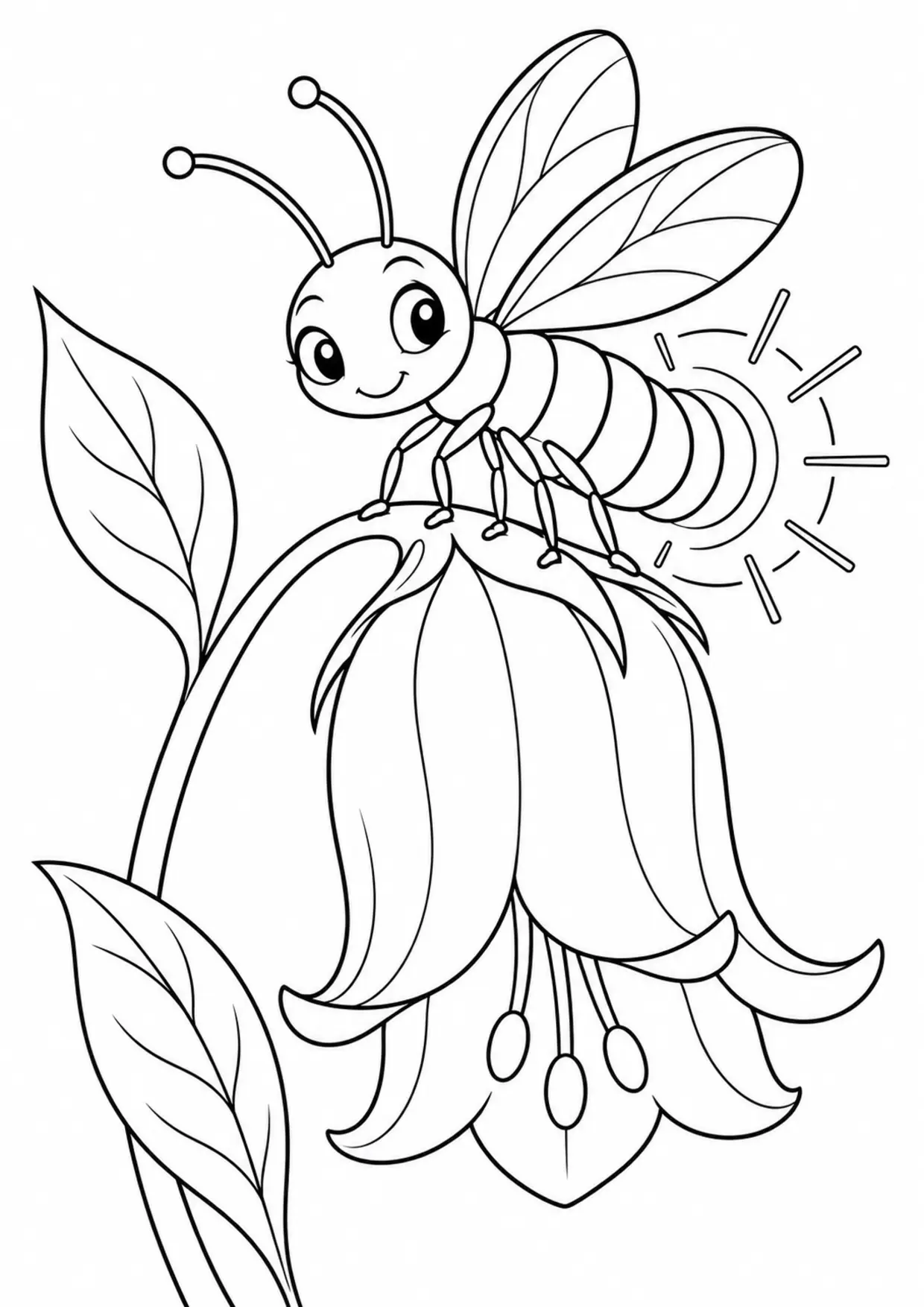 Coloriage luciole : luciole à imprimer montrant luciole, dessin noir et blanc