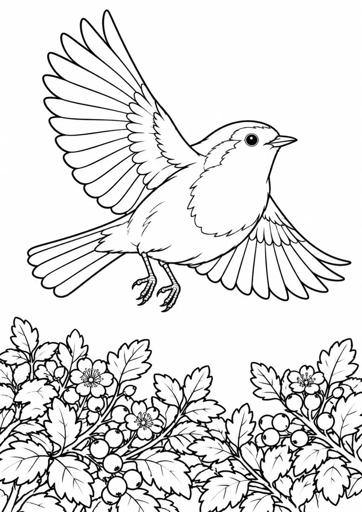 Coloriage rouge-gorge : rouge gorge à imprimer montrant rouge gorge, dessin noir et blanc