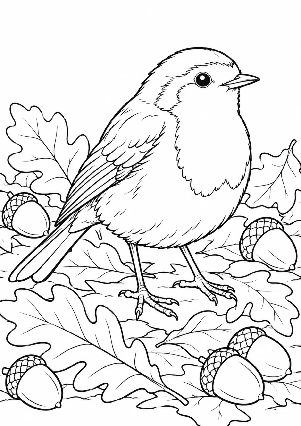 Coloriage rouge-gorge : rouge gorge à imprimer montrant rouge gorge, dessin noir et blanc