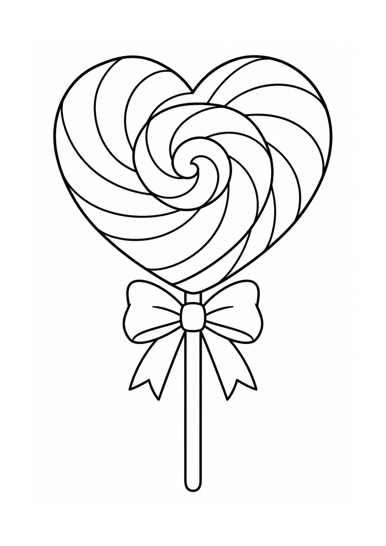 Coloriage Sucette : cœur – modèle 07 à imprimer représentant cœur en dessin noir et blanc
