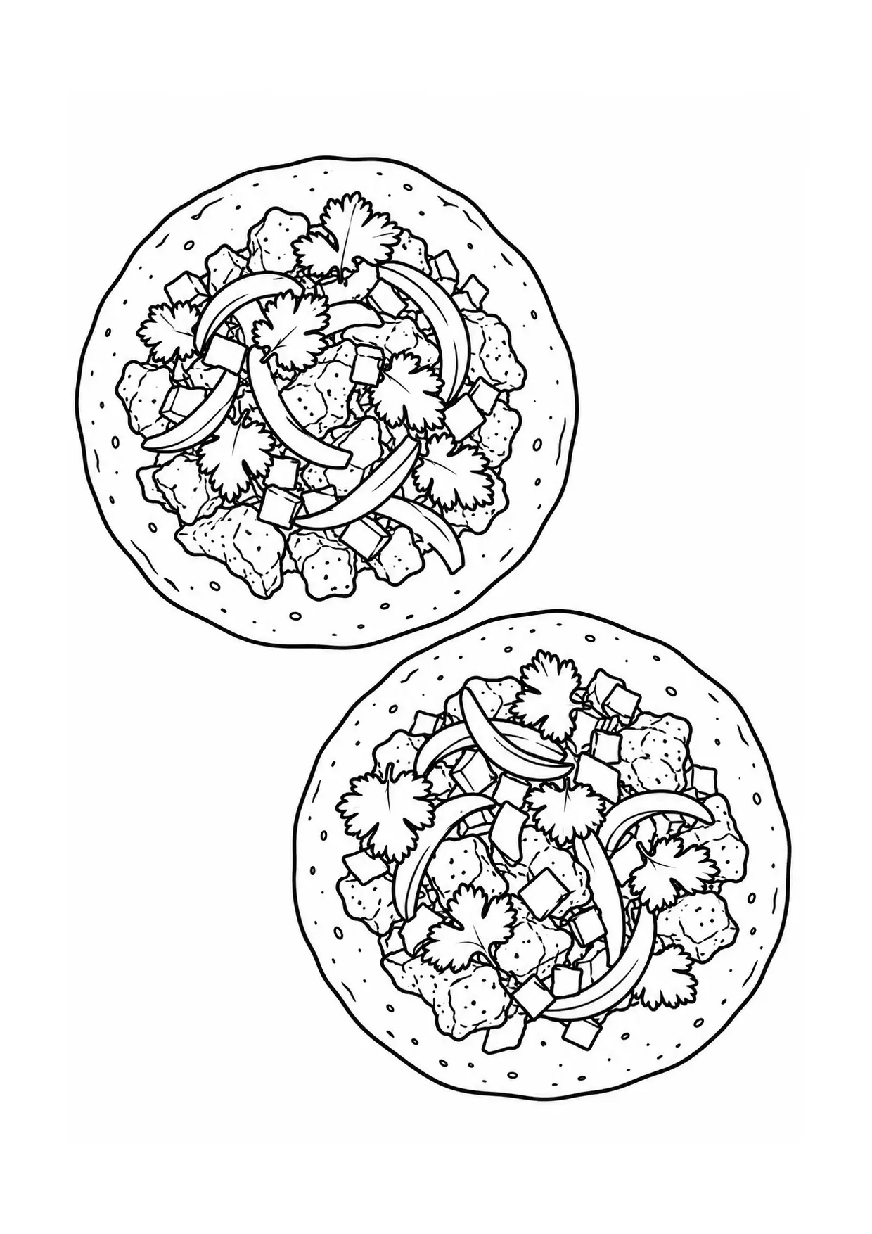 Coloriage Tacos : vue de dessus