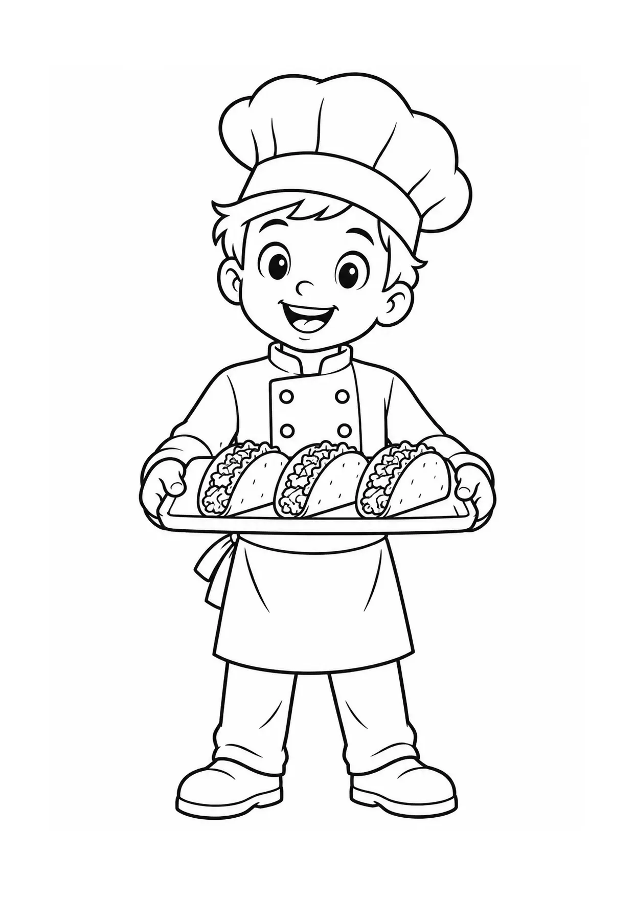 Coloriage Tacos : plateau à imprimer représentant plateau en dessin noir et blanc