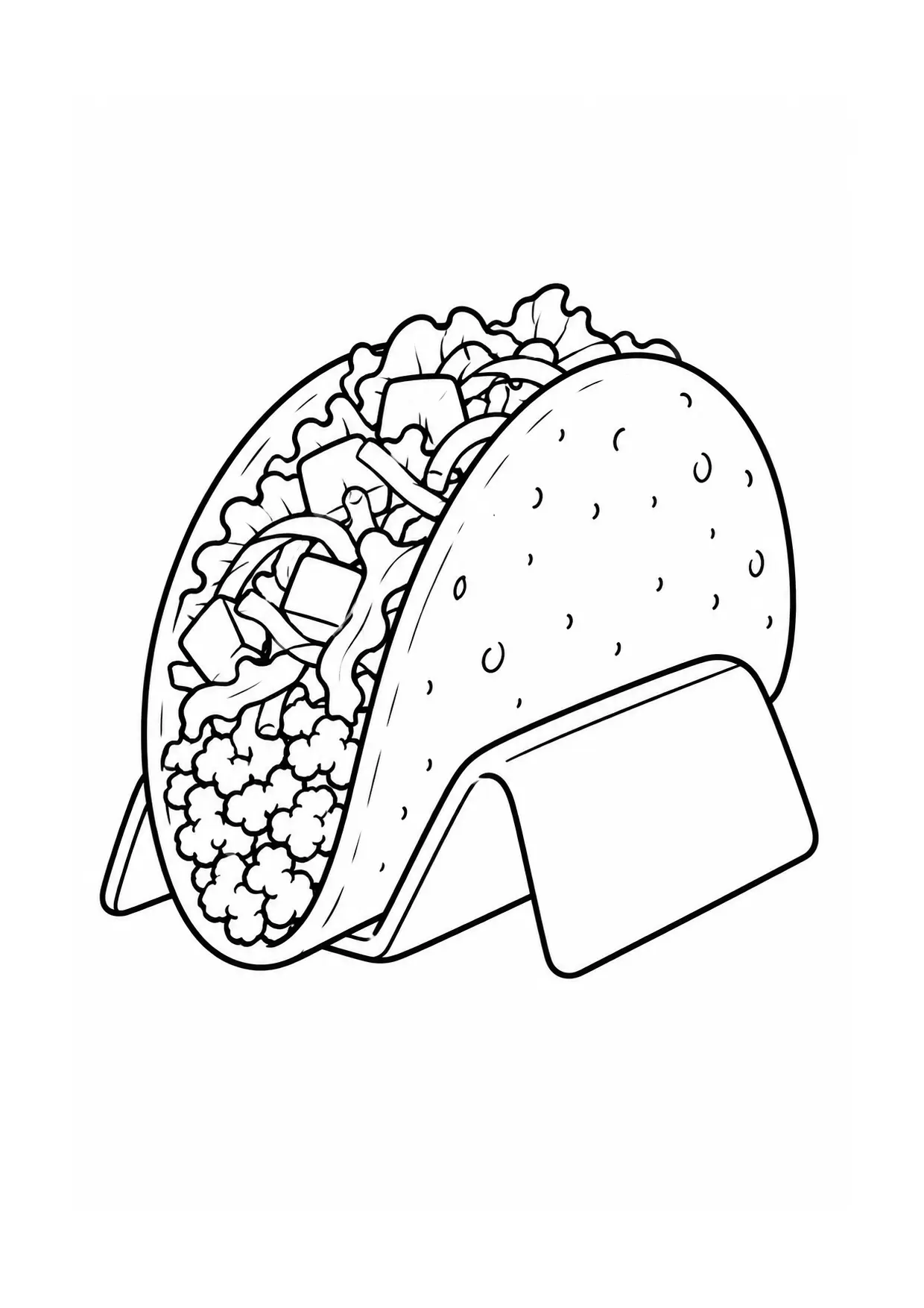 Coloriage Tacos : support à imprimer représentant support en dessin noir et blanc