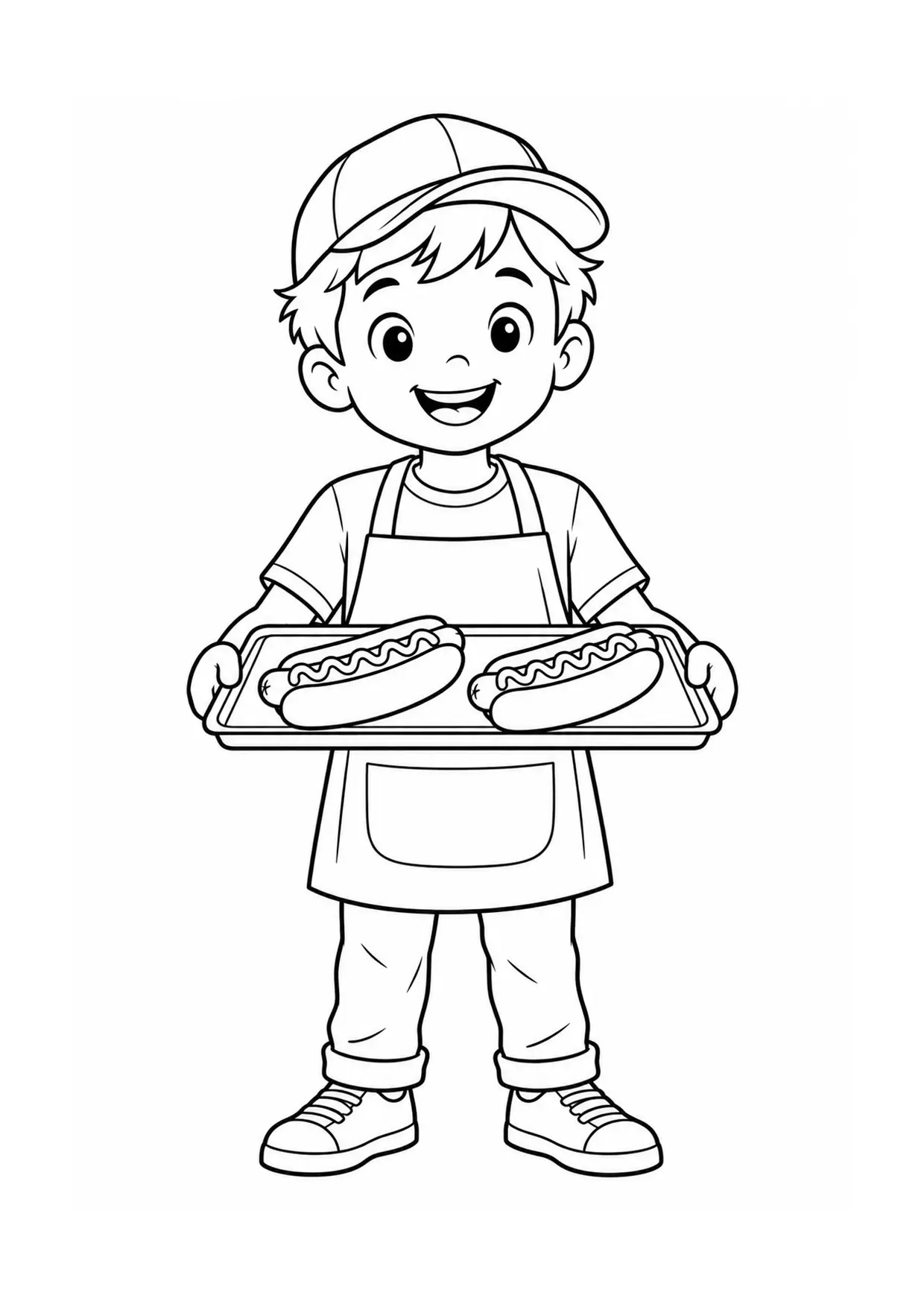 Coloriage Hot-dog : plateau