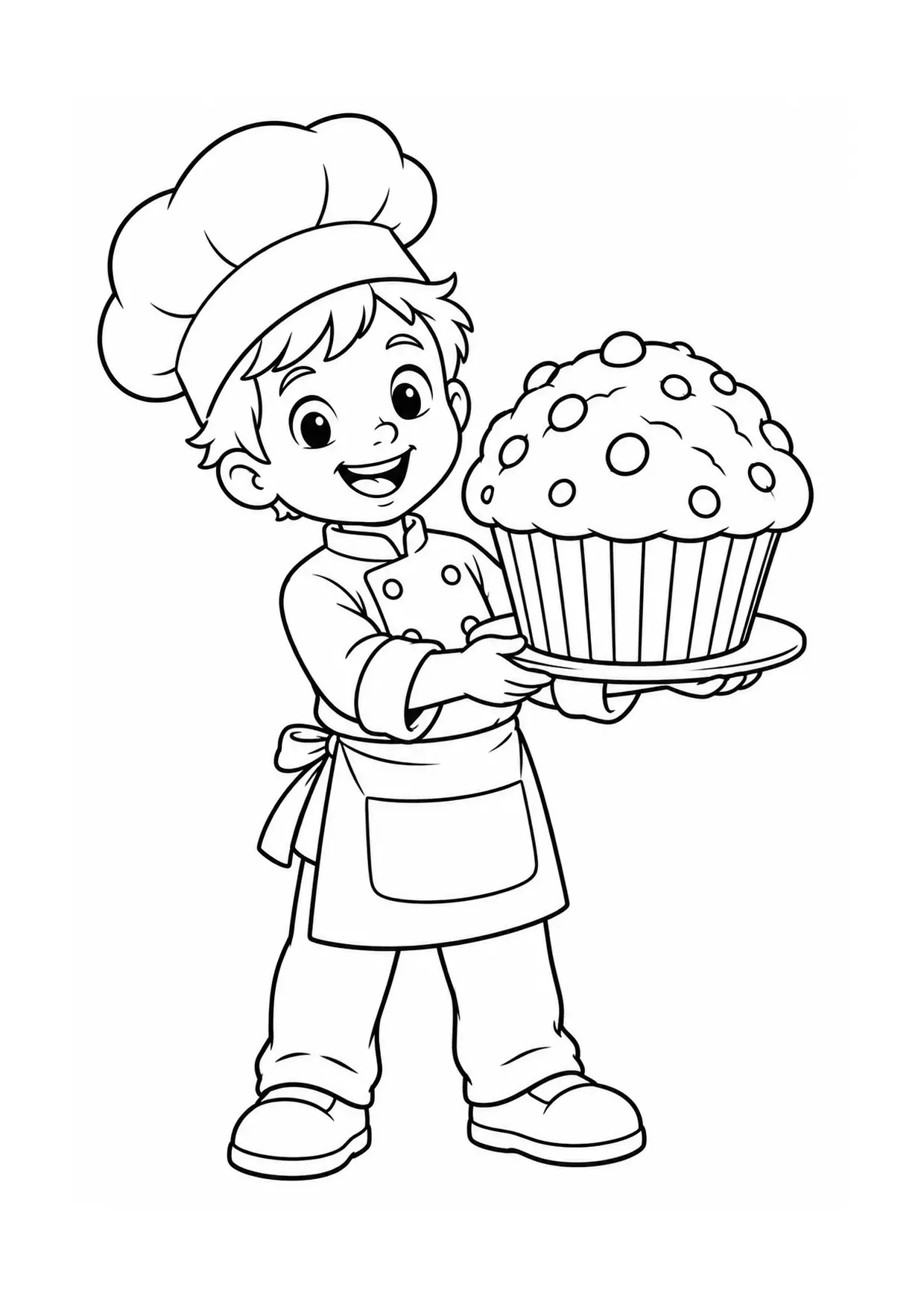 Coloriage Muffin : géant à imprimer représentant géant en dessin noir et blanc