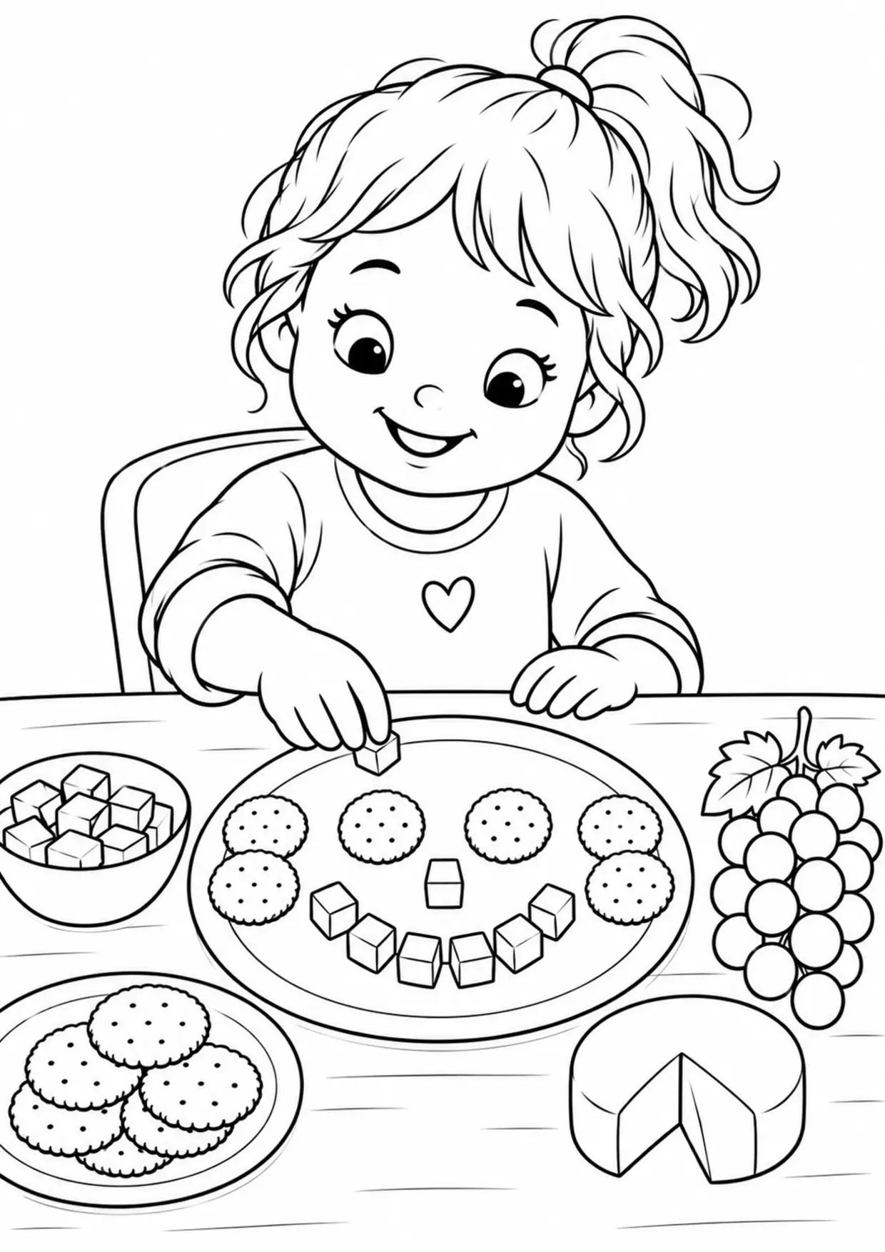 Coloriage Fromage : sourire à imprimer représentant sourire en dessin noir et blanc