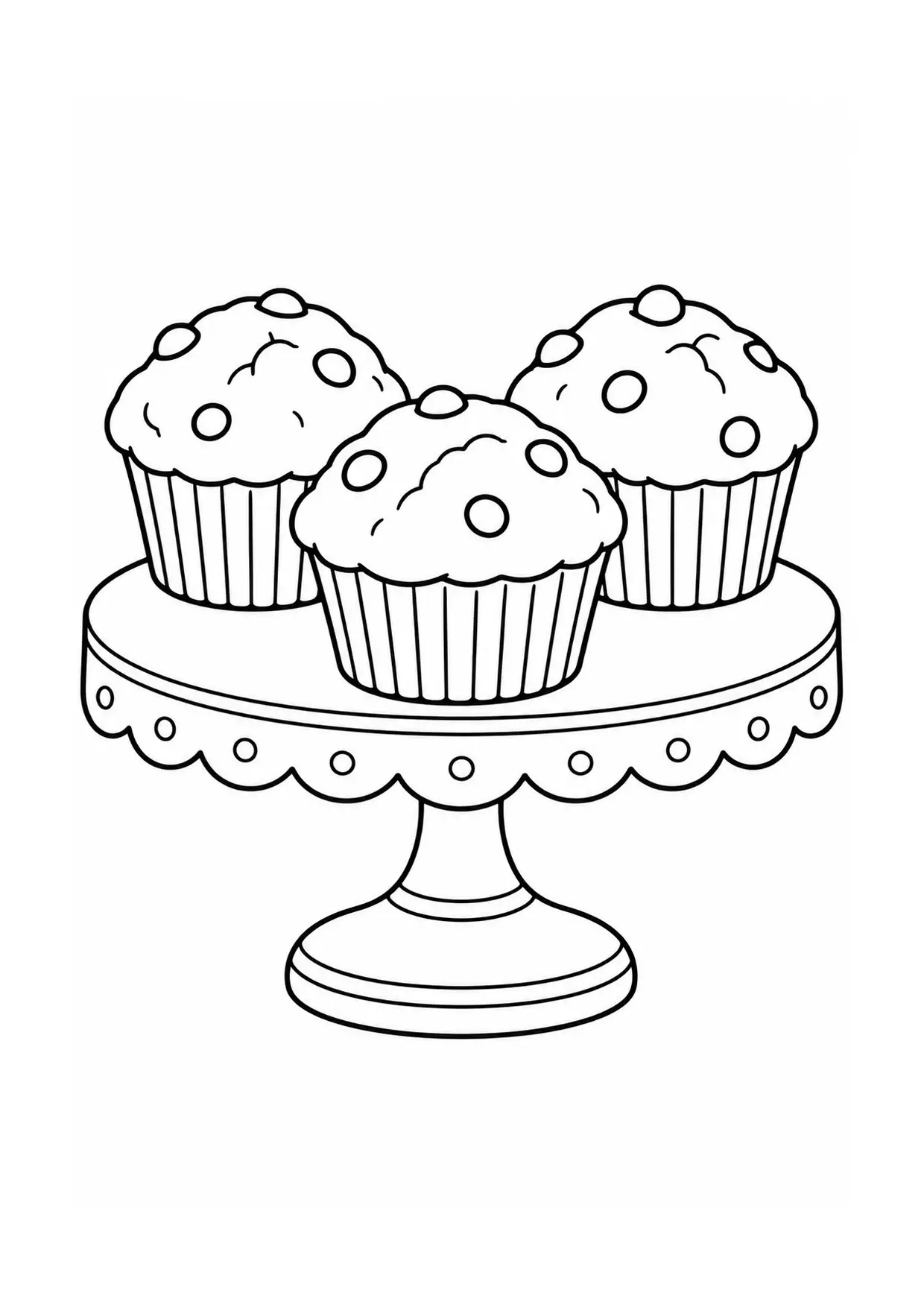 Coloriage Muffin : présentoir à imprimer représentant présentoir en dessin noir et blanc