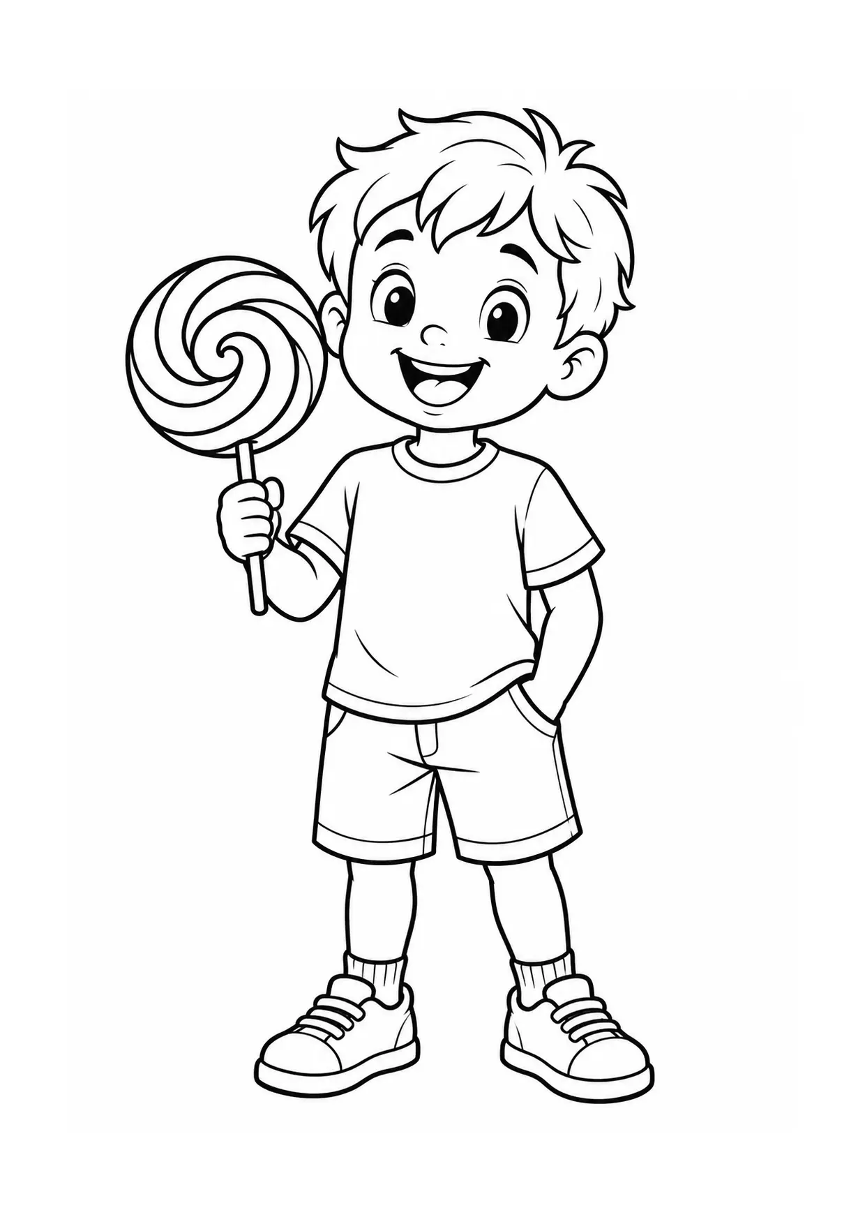 Coloriage Sucette : enfant à imprimer représentant enfant en dessin noir et blanc
