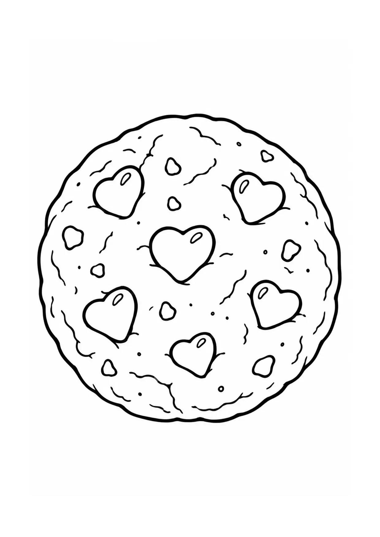 Coloriage Cookie : cœur – modèle 17 à imprimer représentant cœur en dessin noir et blanc