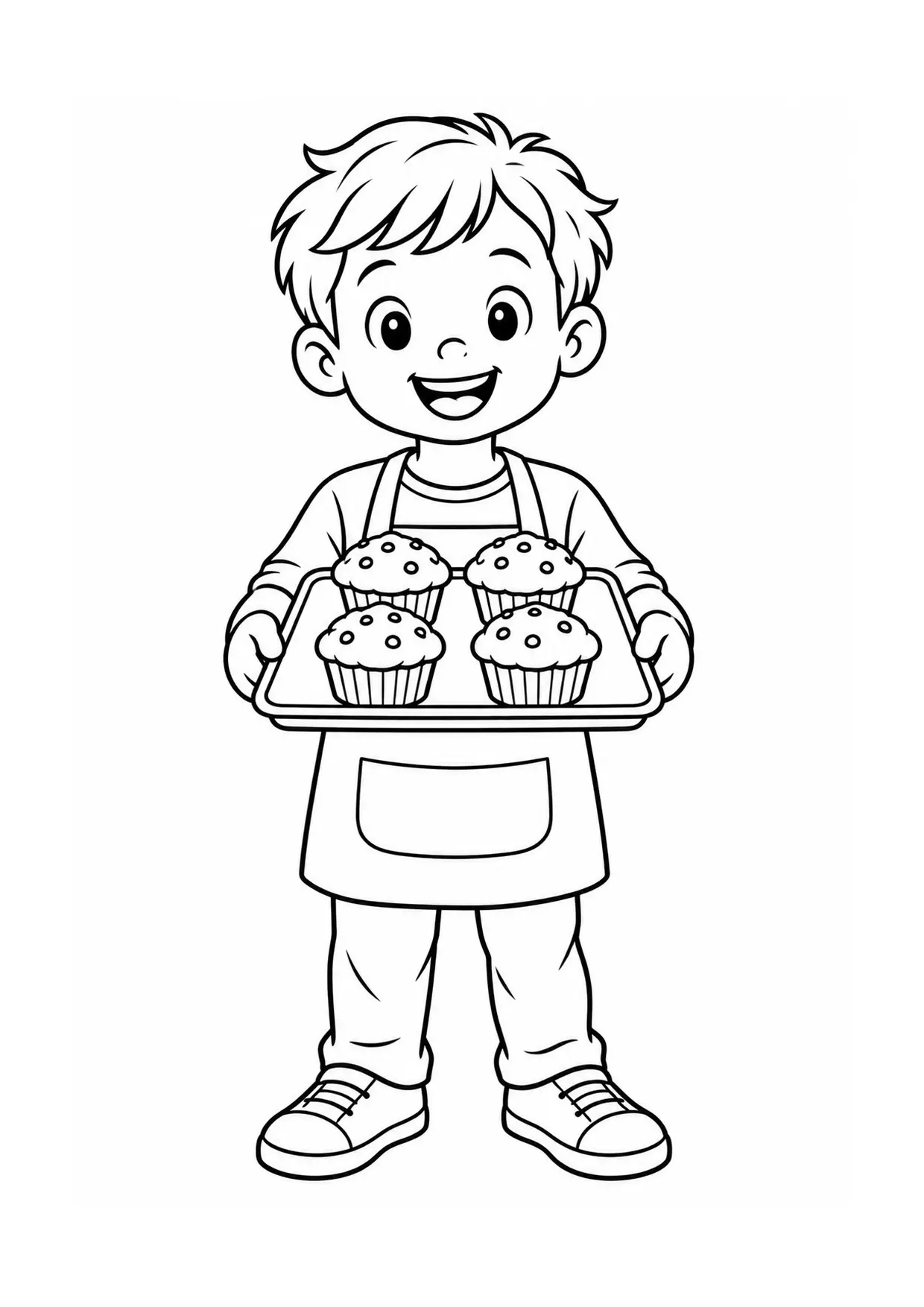 Coloriage Muffin : plateau à imprimer représentant plateau en dessin noir et blanc