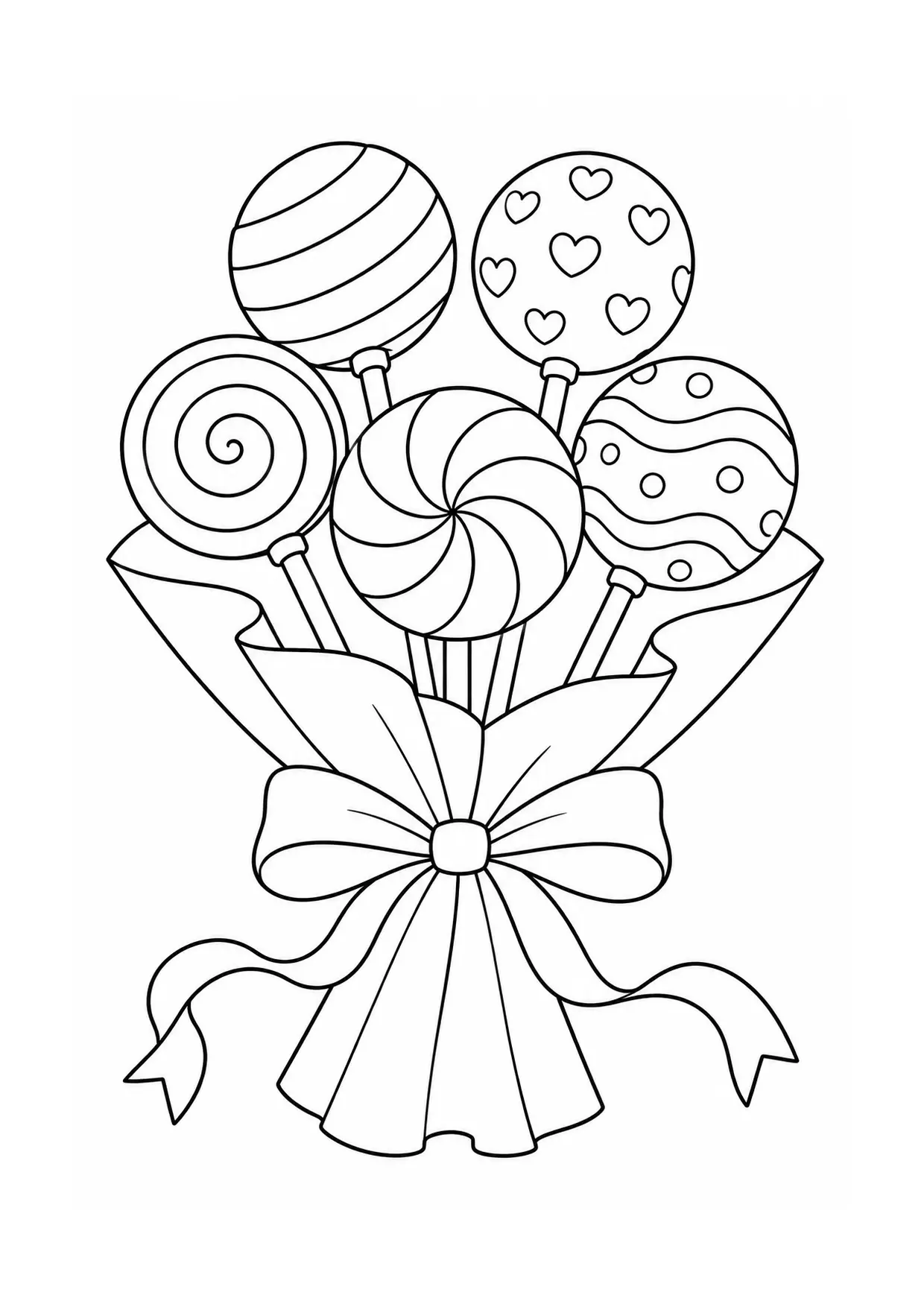 Coloriage Sucette : bouquet à imprimer représentant bouquet en dessin noir et blanc