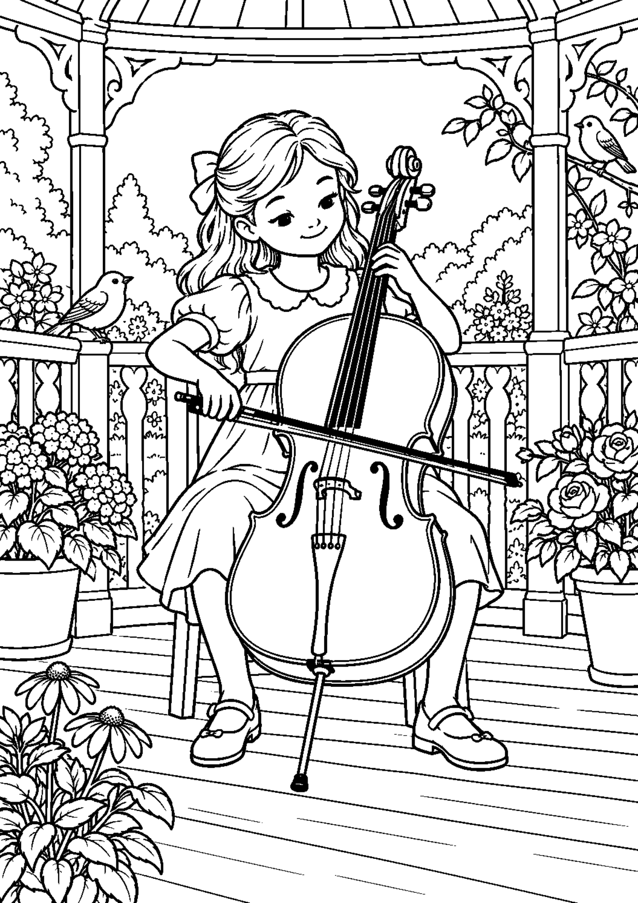Coloriage violoncelle : 007