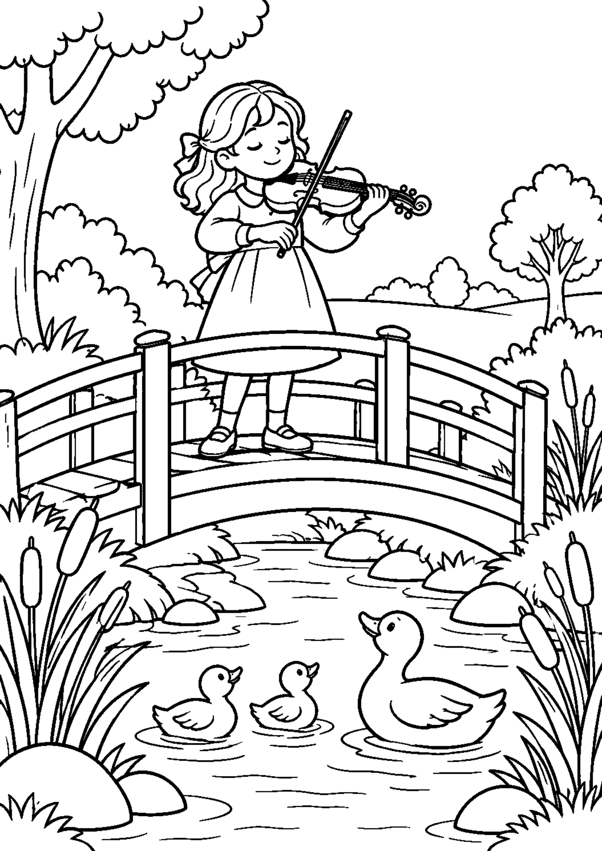 Coloriage violon : 003 pont