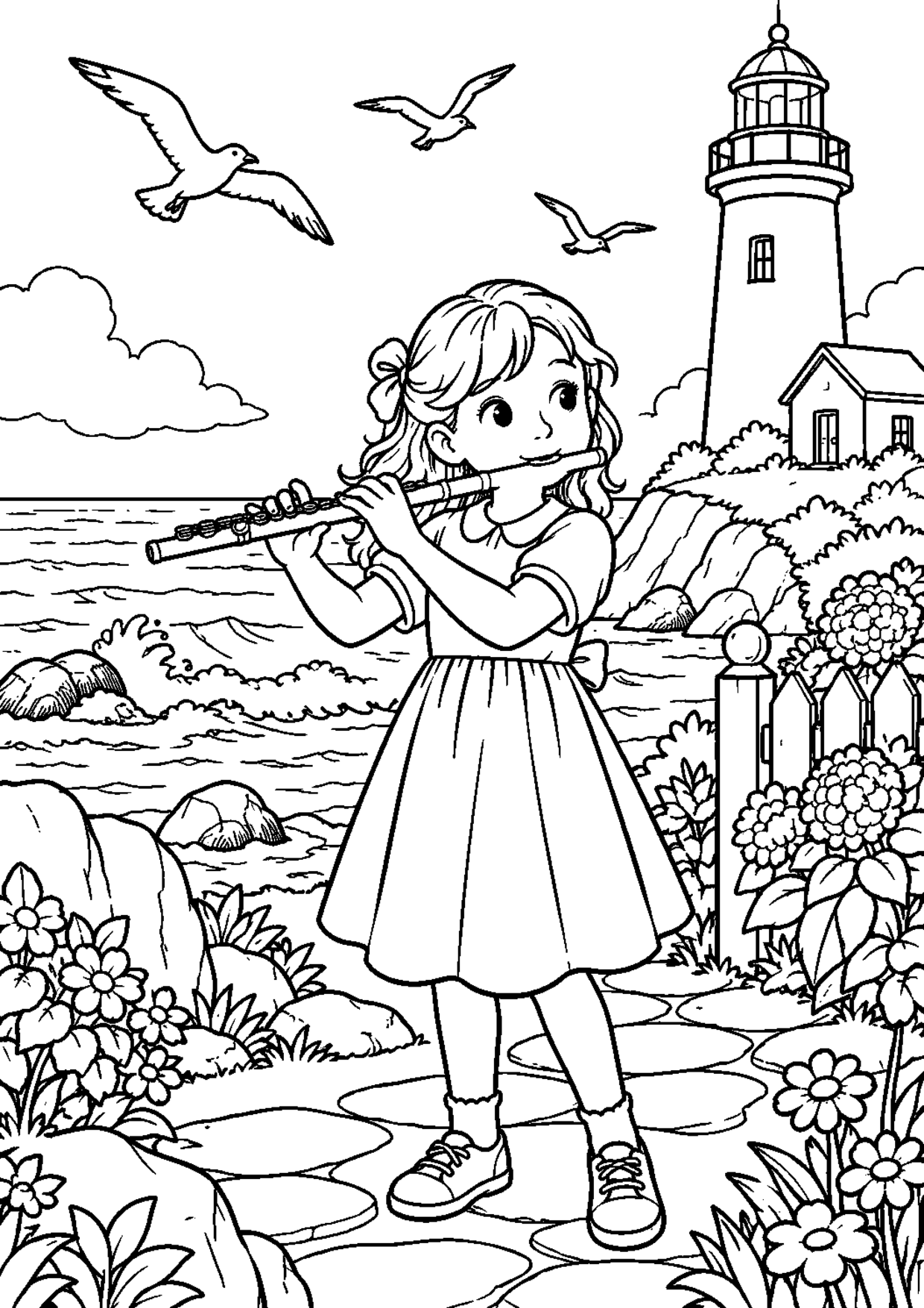 Coloriage flûte : 014 phare