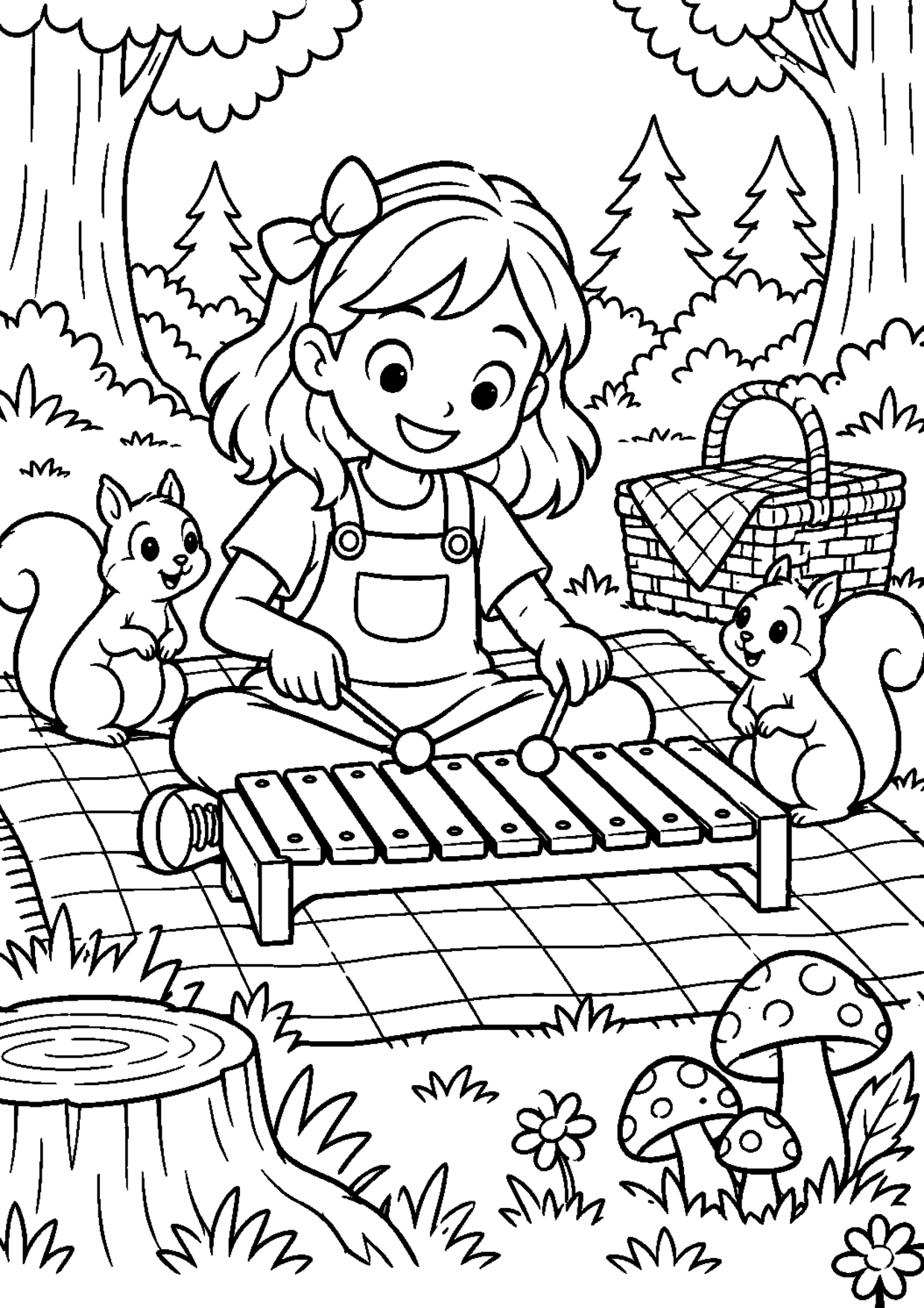 Coloriage xylophone : 018 forêt
