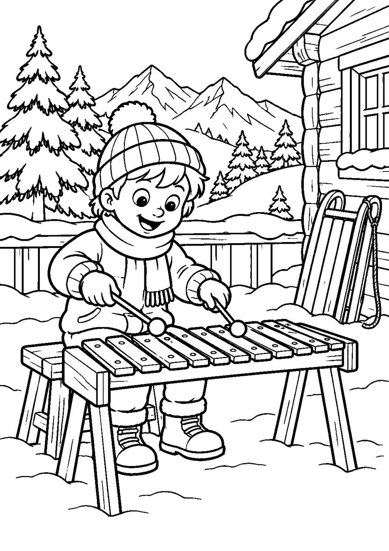 Coloriage xylophone : 019 neige