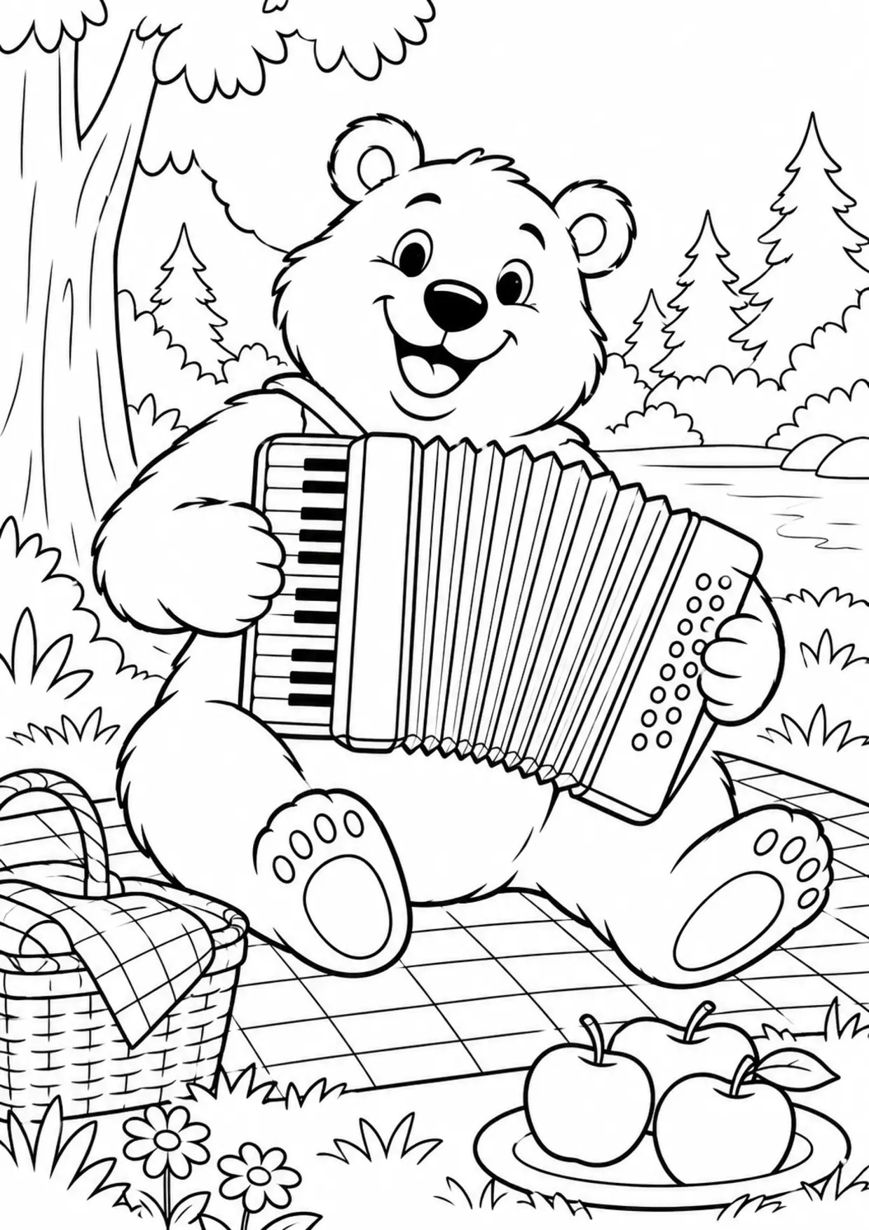 Coloriage accordéon : new à imprimer montrant new, dessin noir et blanc