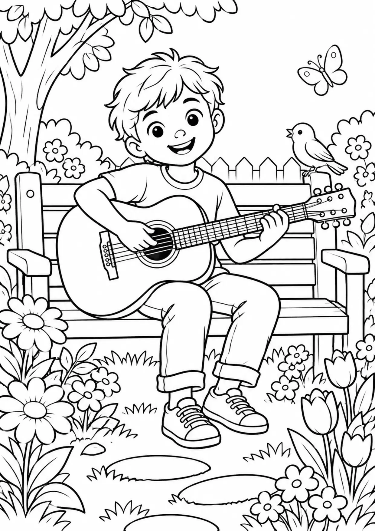 Coloriage guitare : new à imprimer montrant new, dessin noir et blanc