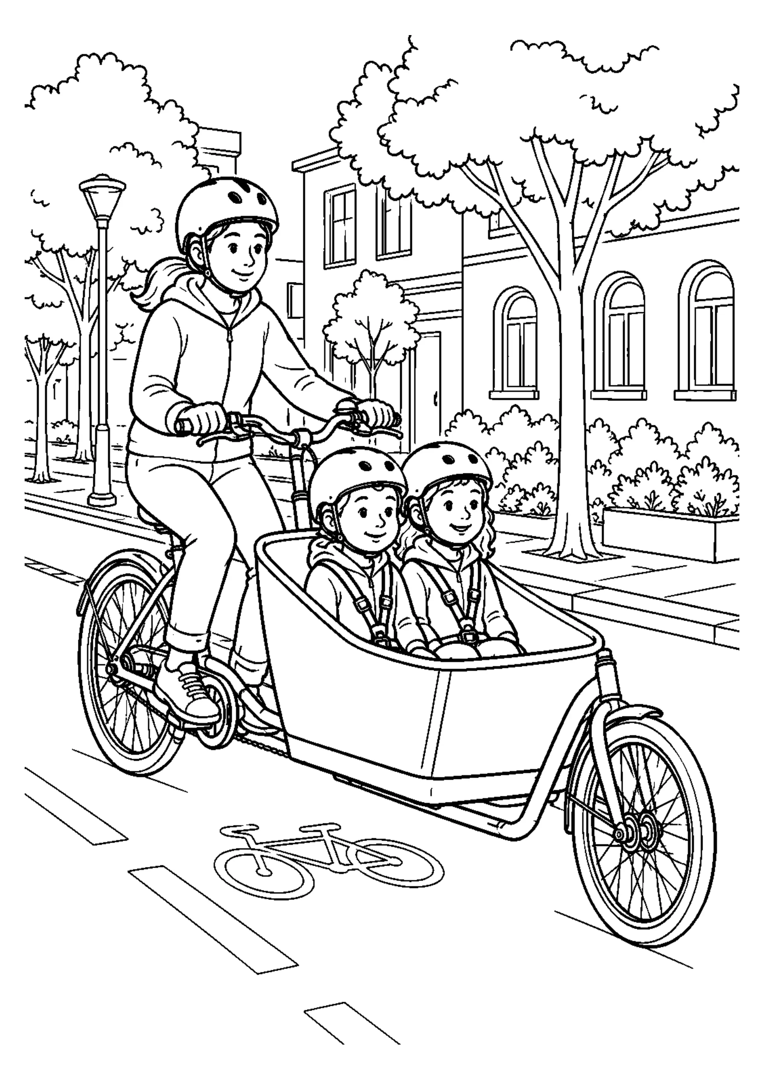 Coloriage Vélo cargo à imprimer – dessin n°1