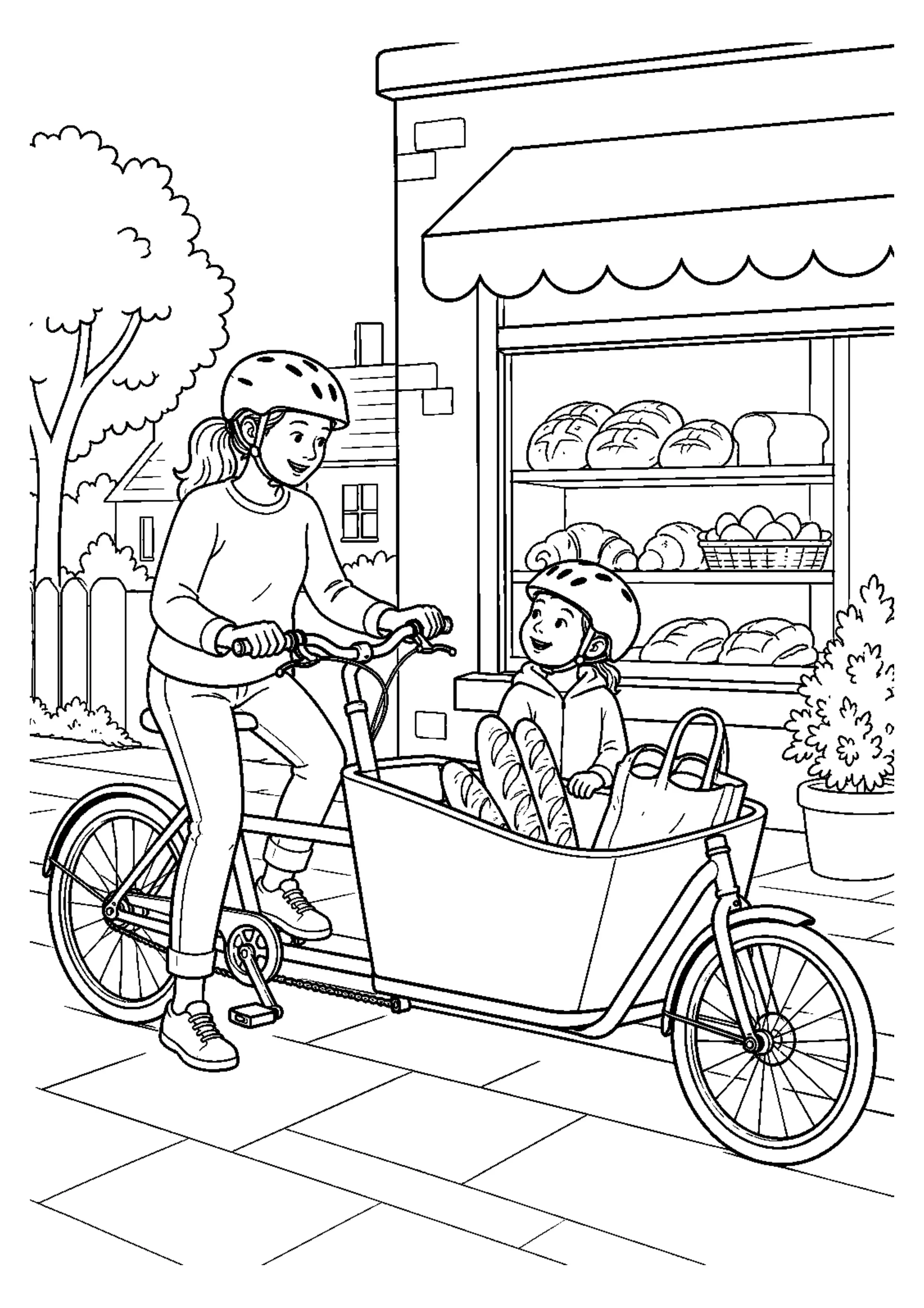 Coloriage Vélo cargo à imprimer – dessin n°2