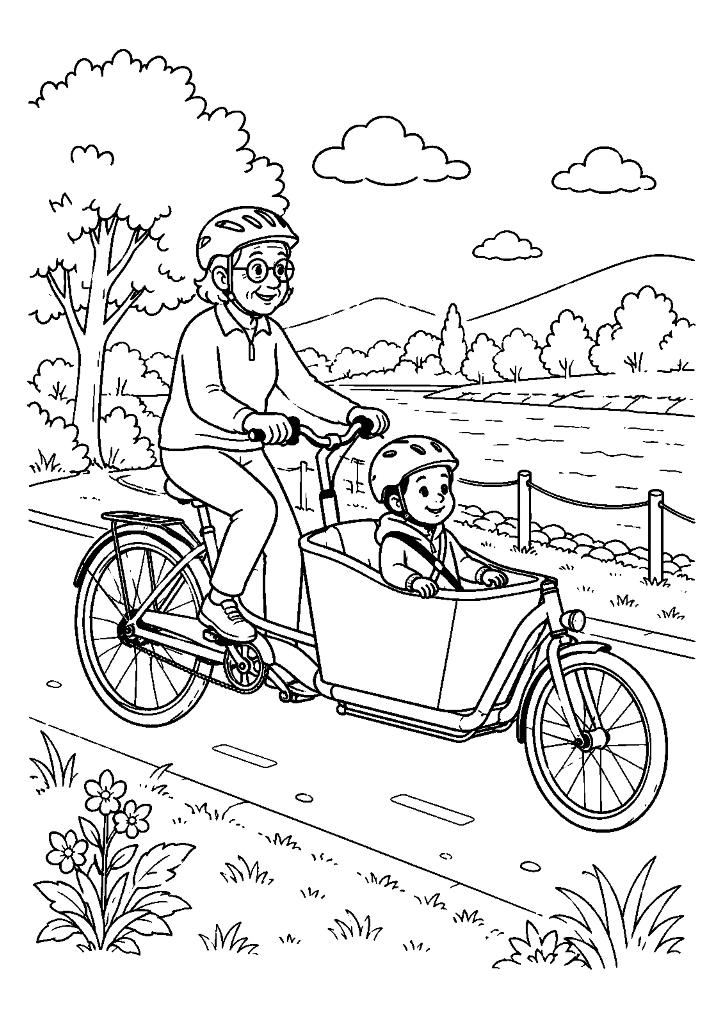 Coloriage Vélo cargo à imprimer – dessin n°6