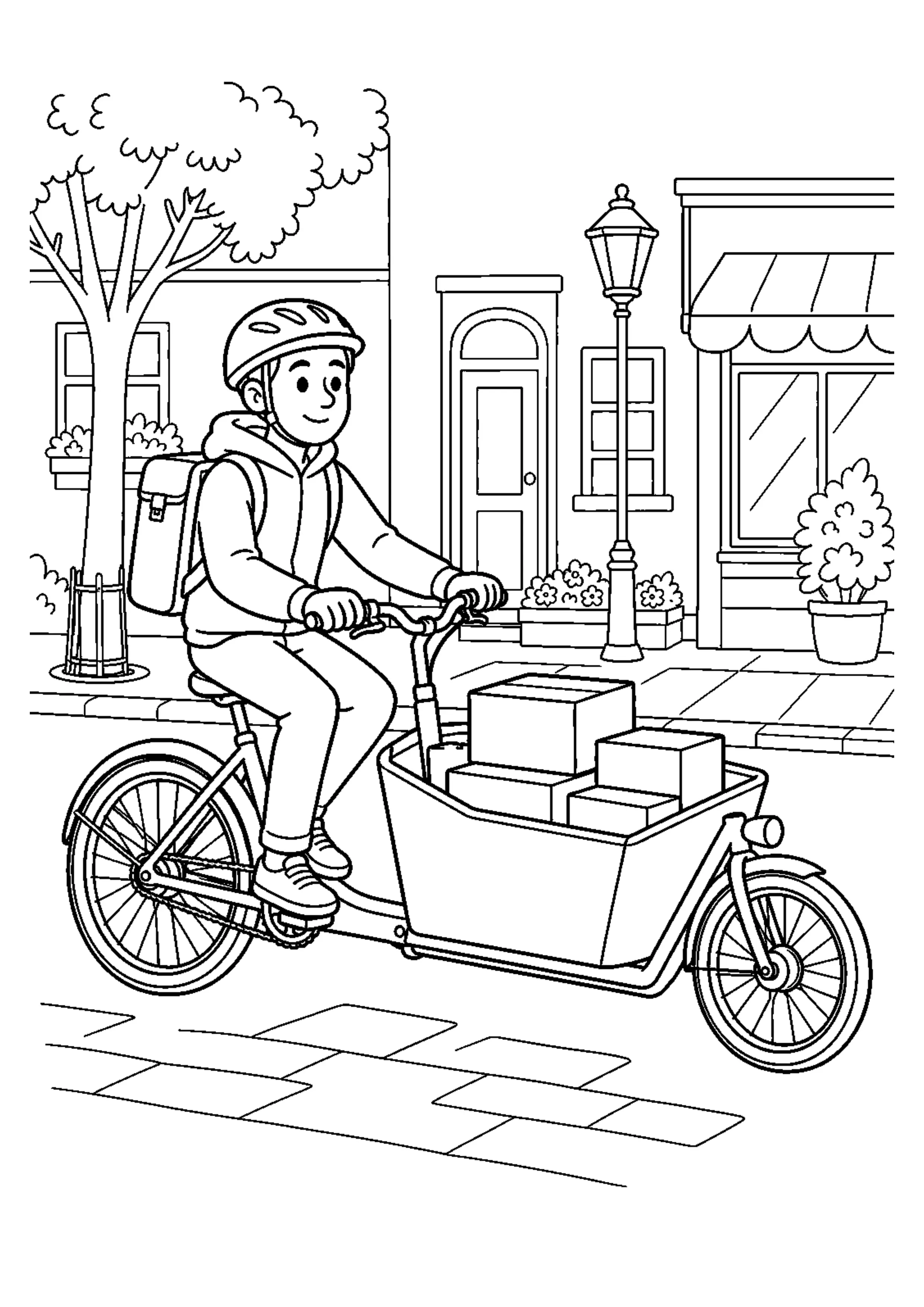 Coloriage Vélo cargo à imprimer – dessin n°11