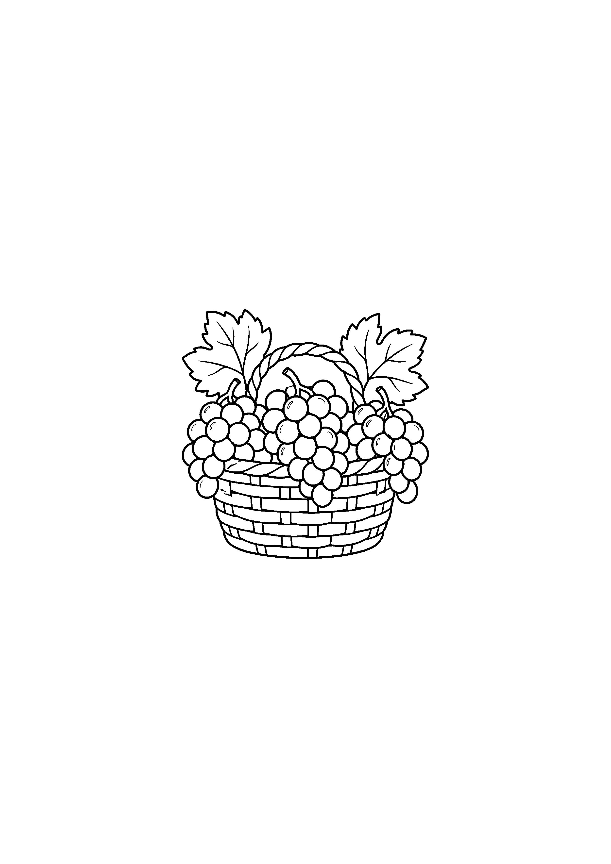 Coloriage d'un panier rempli de grappes de raisin