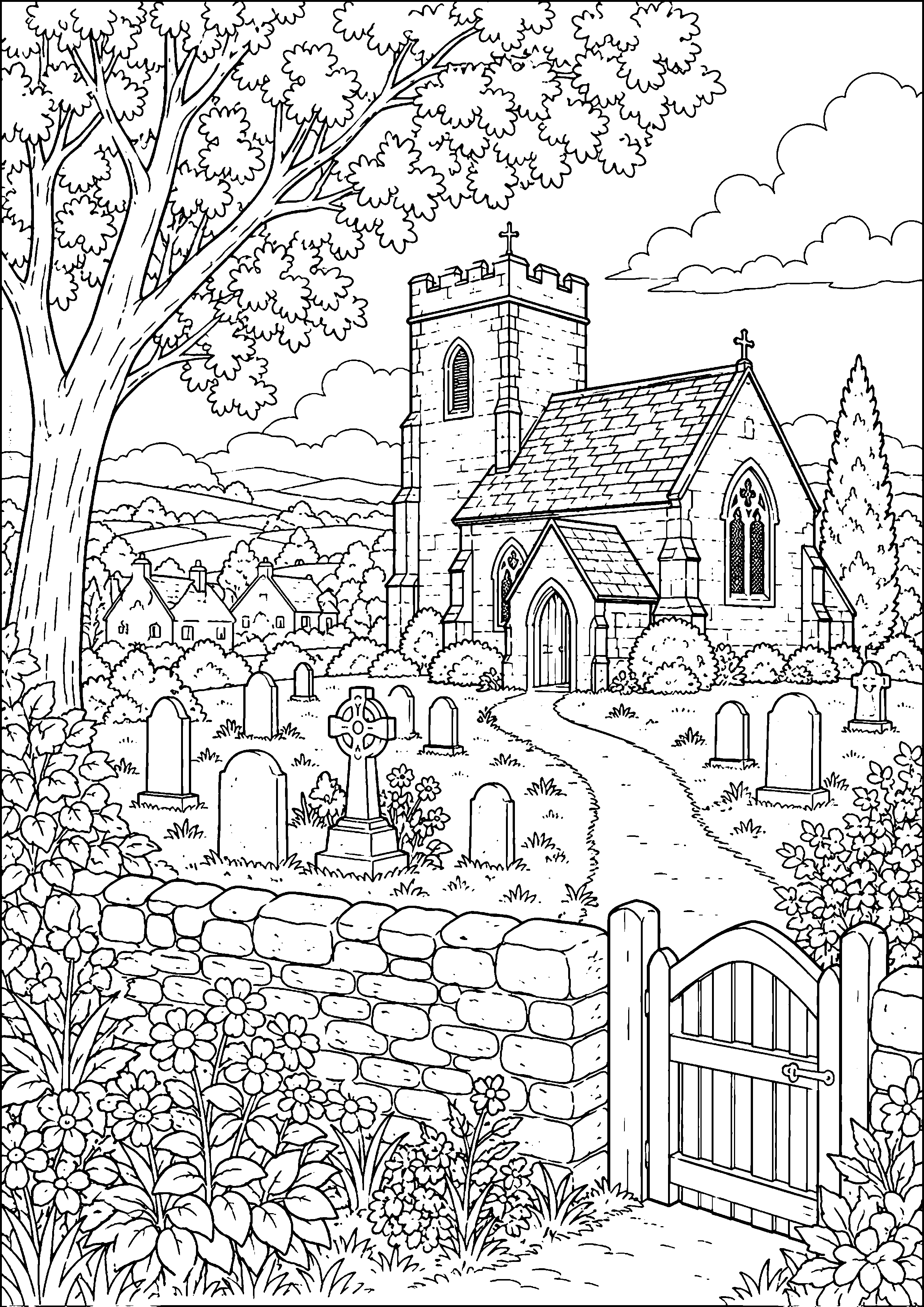 Coloriage village à imprimer – dessin n°5