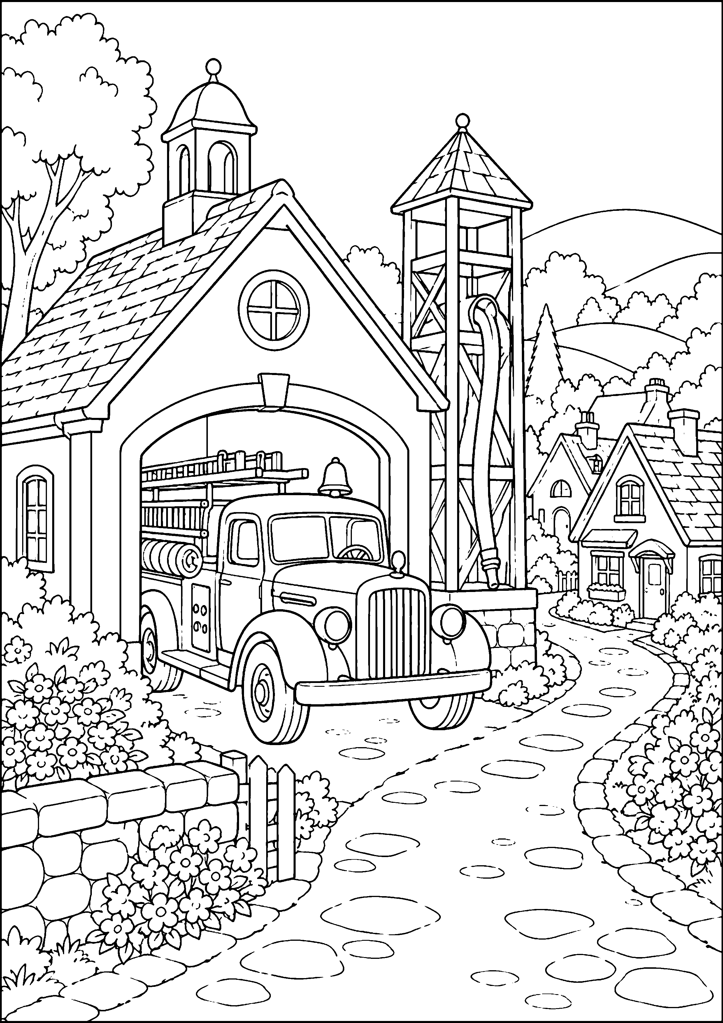 Coloriage village à imprimer – dessin n°6