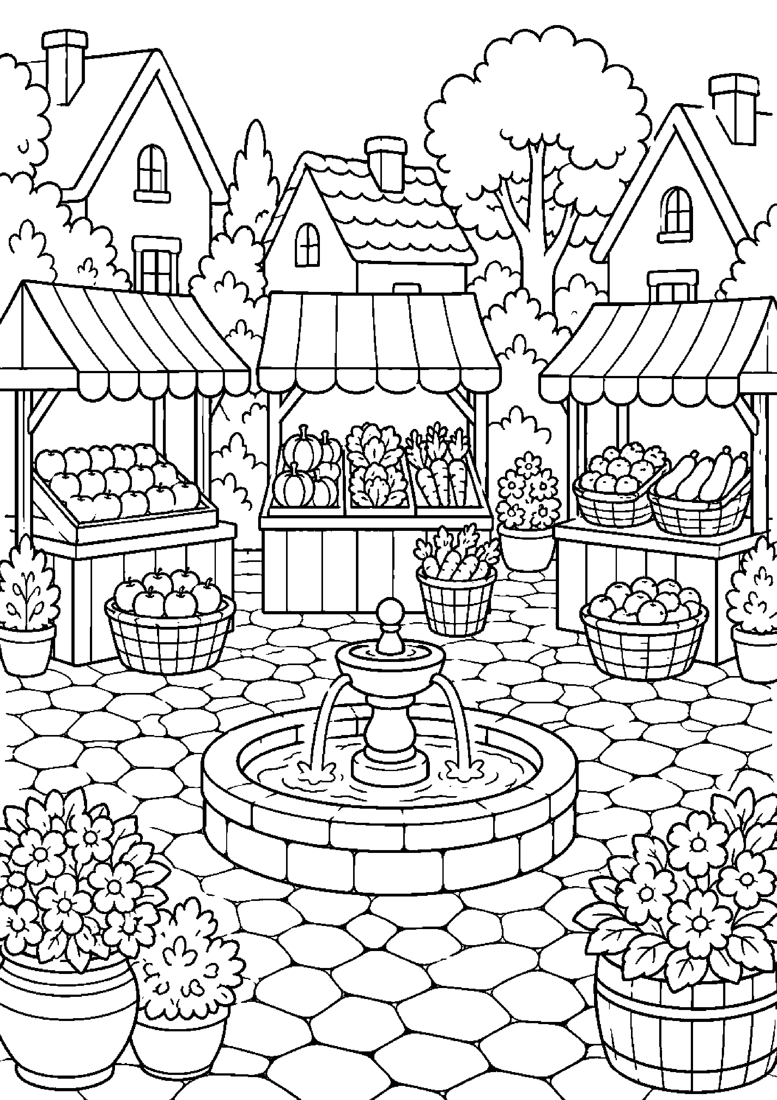Coloriage village à imprimer – dessin n°10