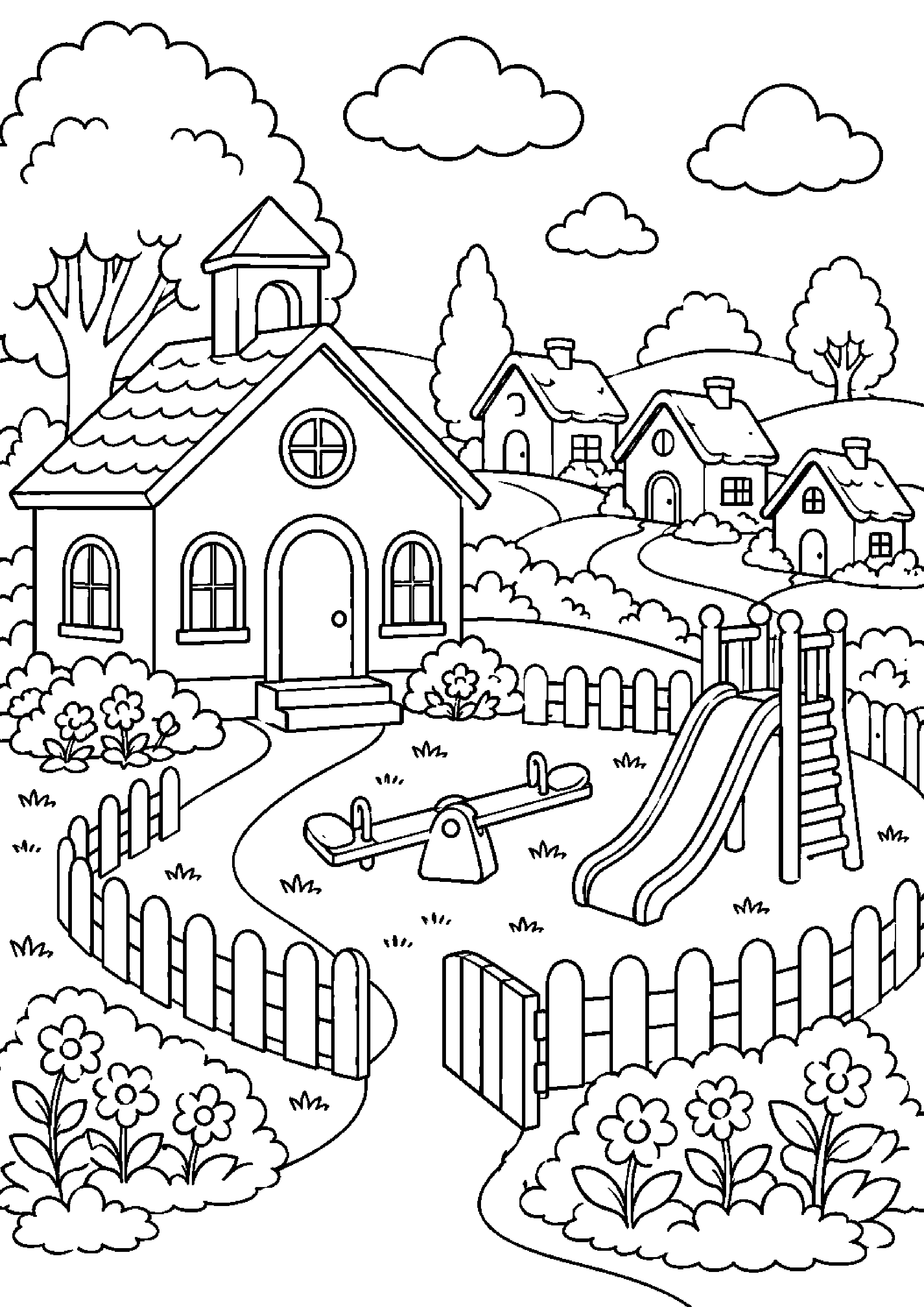 Coloriage village à imprimer – dessin n°11