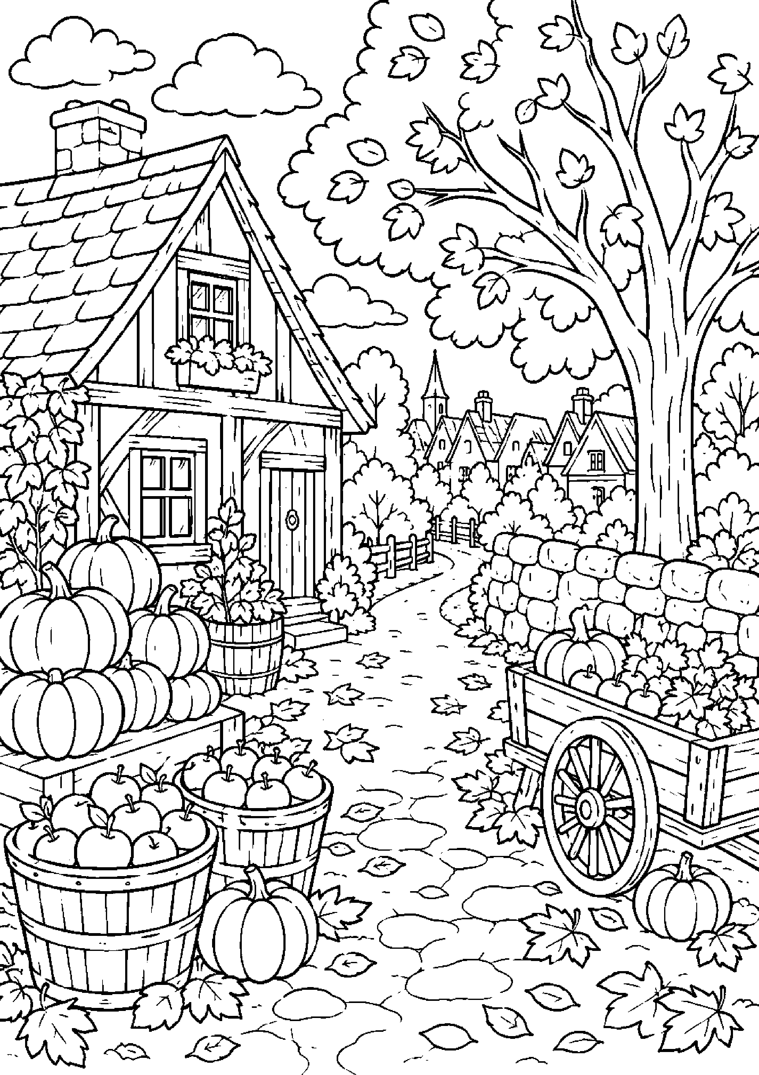 Coloriage village à imprimer – dessin n°12