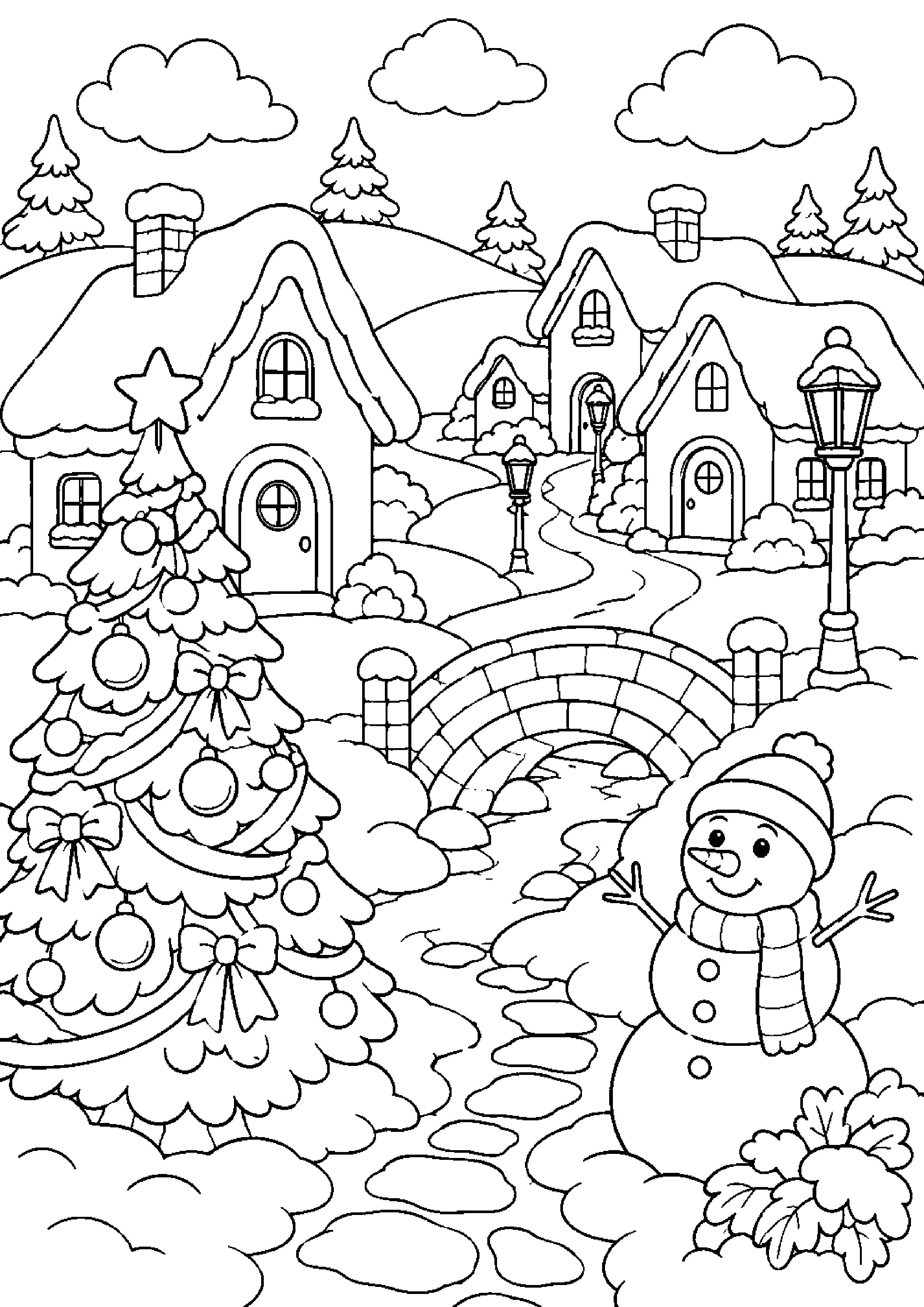 Coloriage village à imprimer – dessin n°13