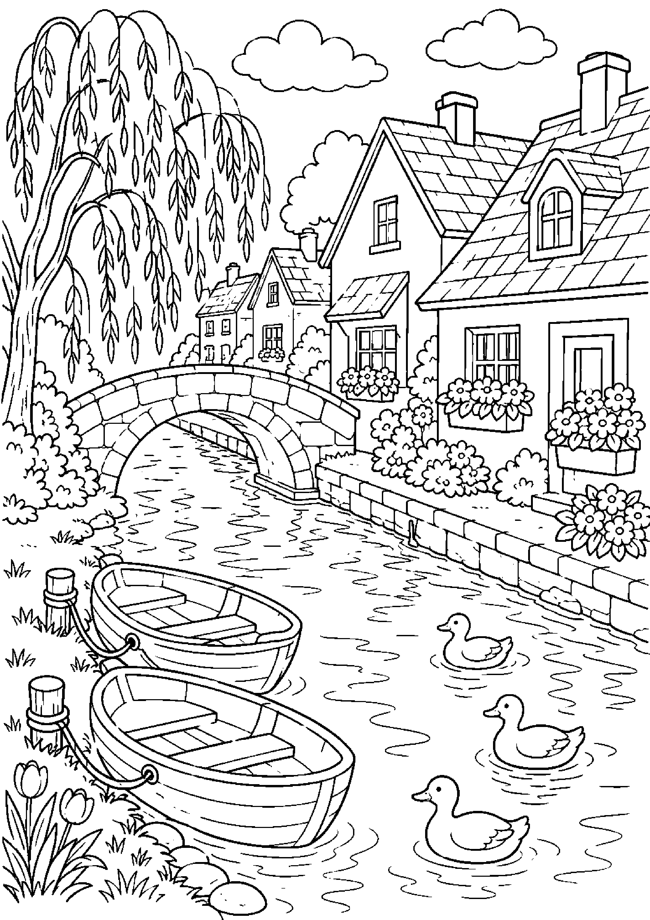 Coloriage village à imprimer – dessin n°15