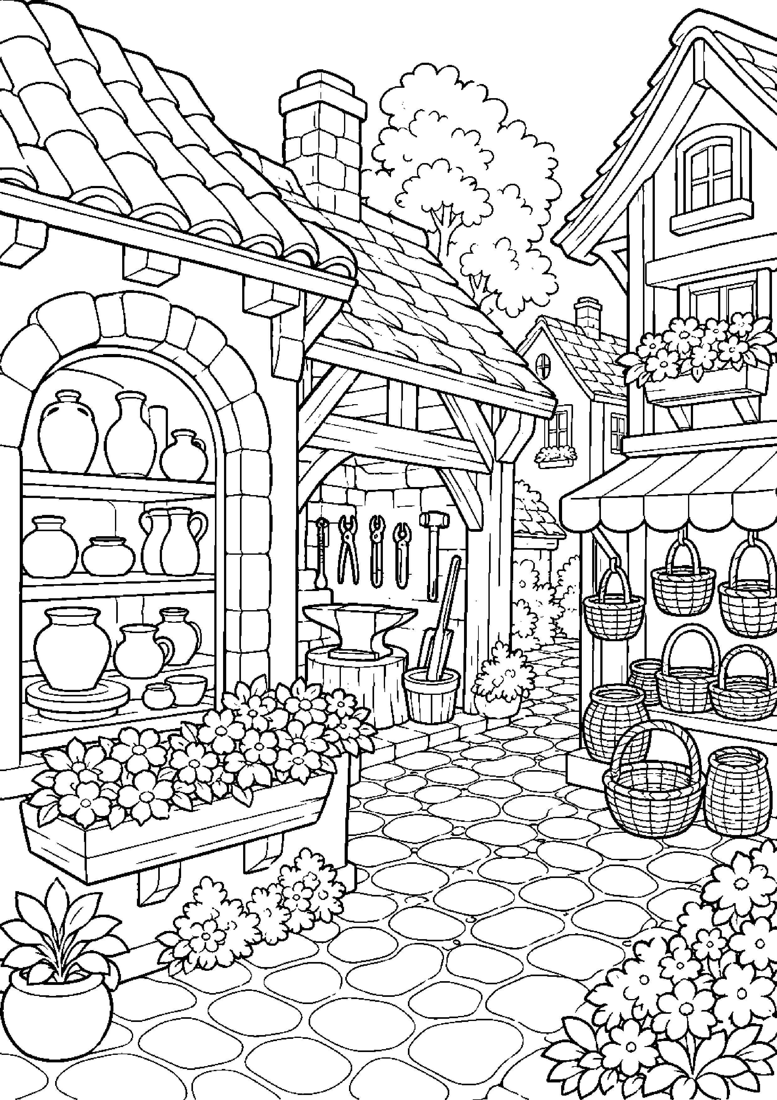 Coloriage village à imprimer – dessin n°16