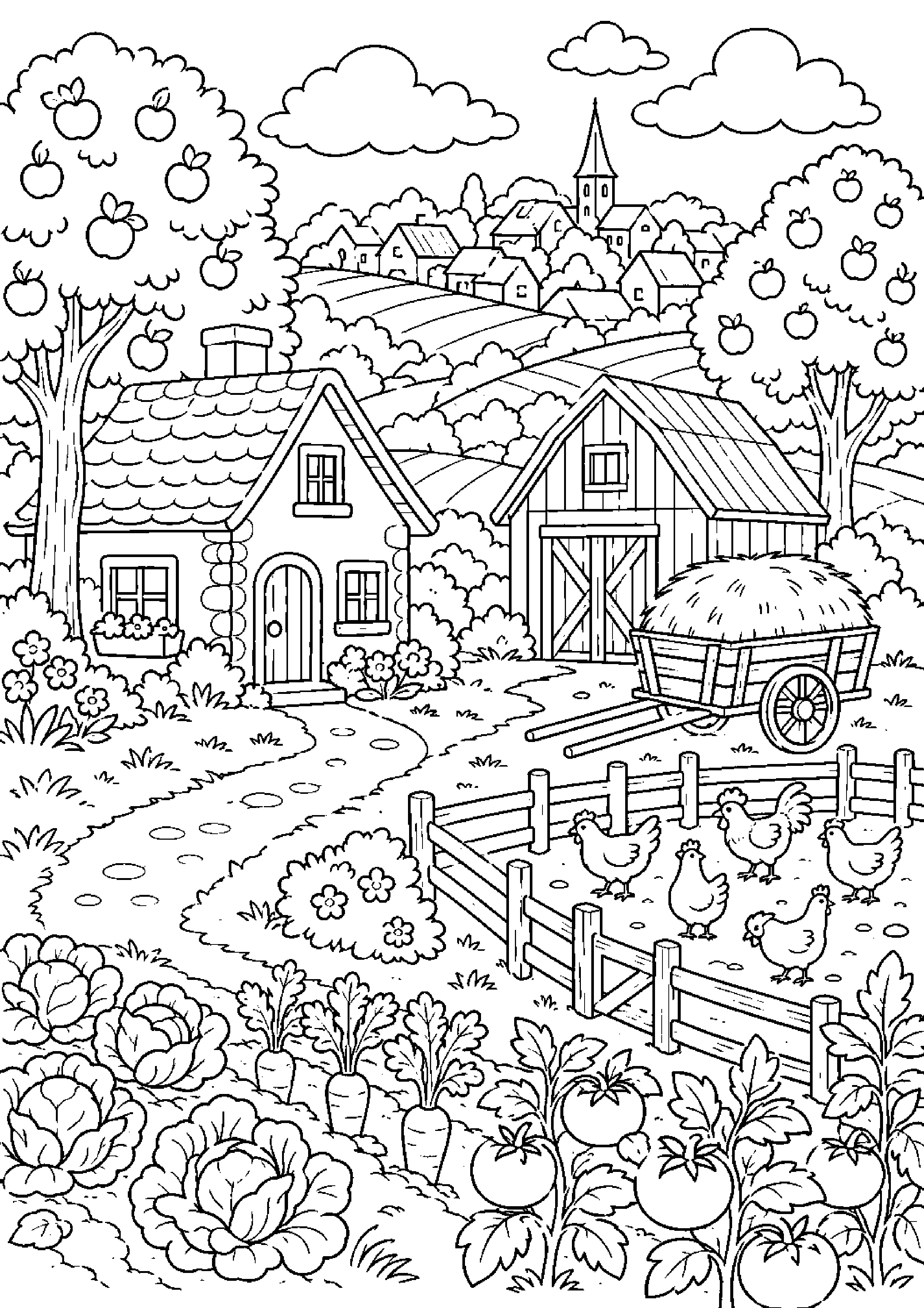 Coloriage village à imprimer – dessin n°17