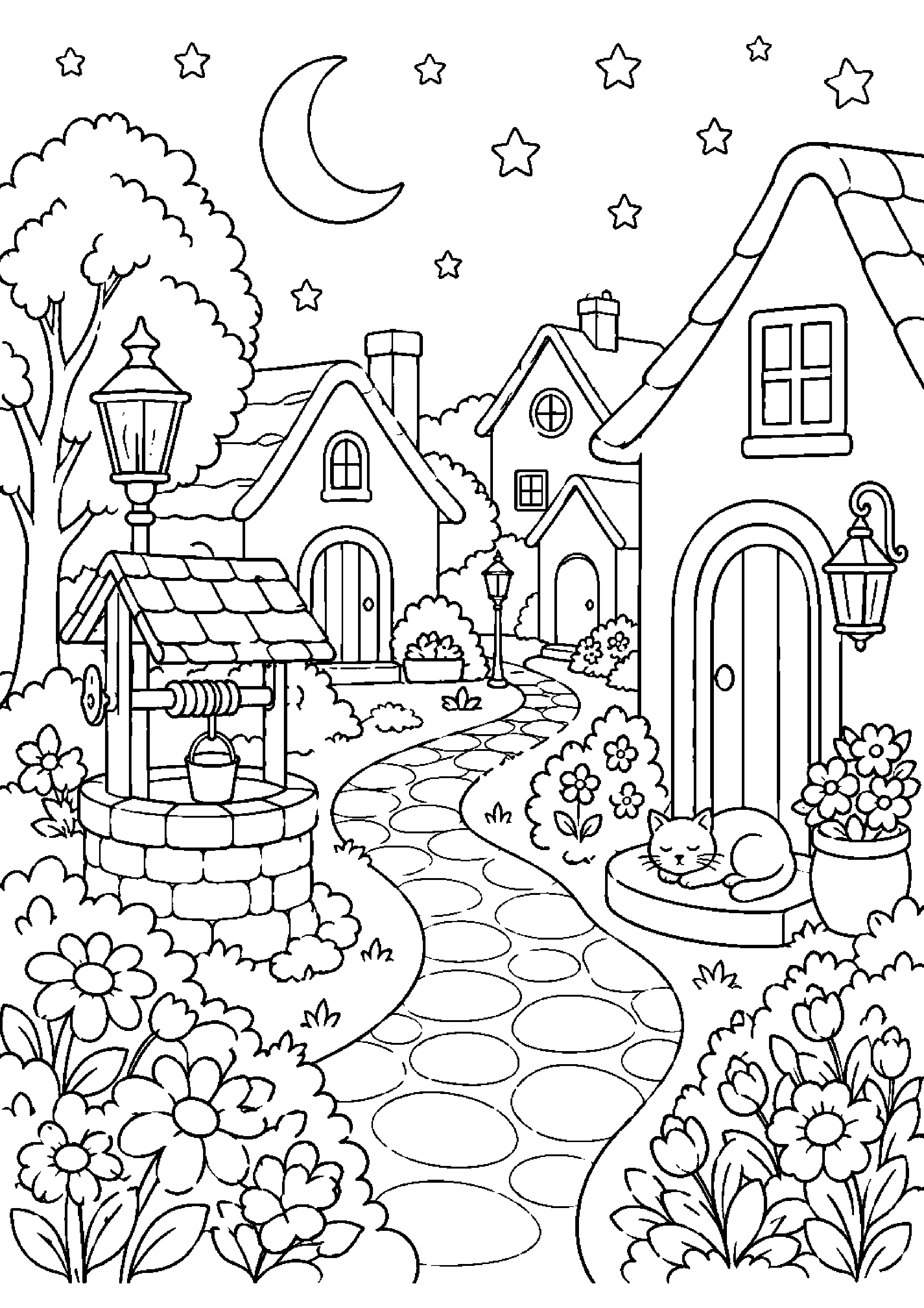 Coloriage village à imprimer – dessin n°18