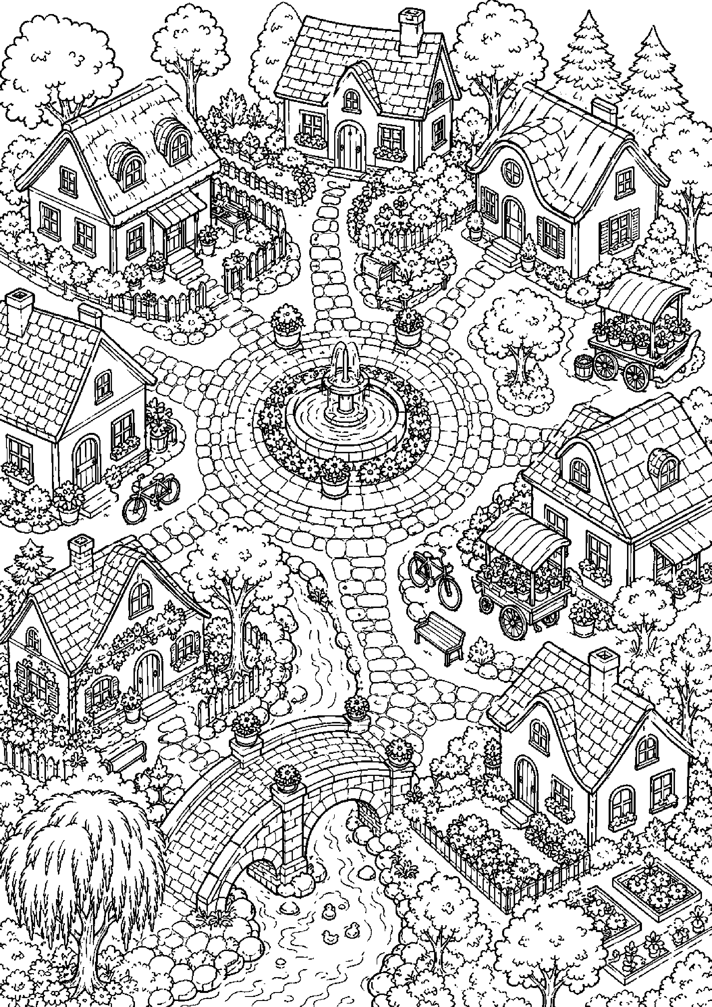 Coloriage village à imprimer – dessin n°20