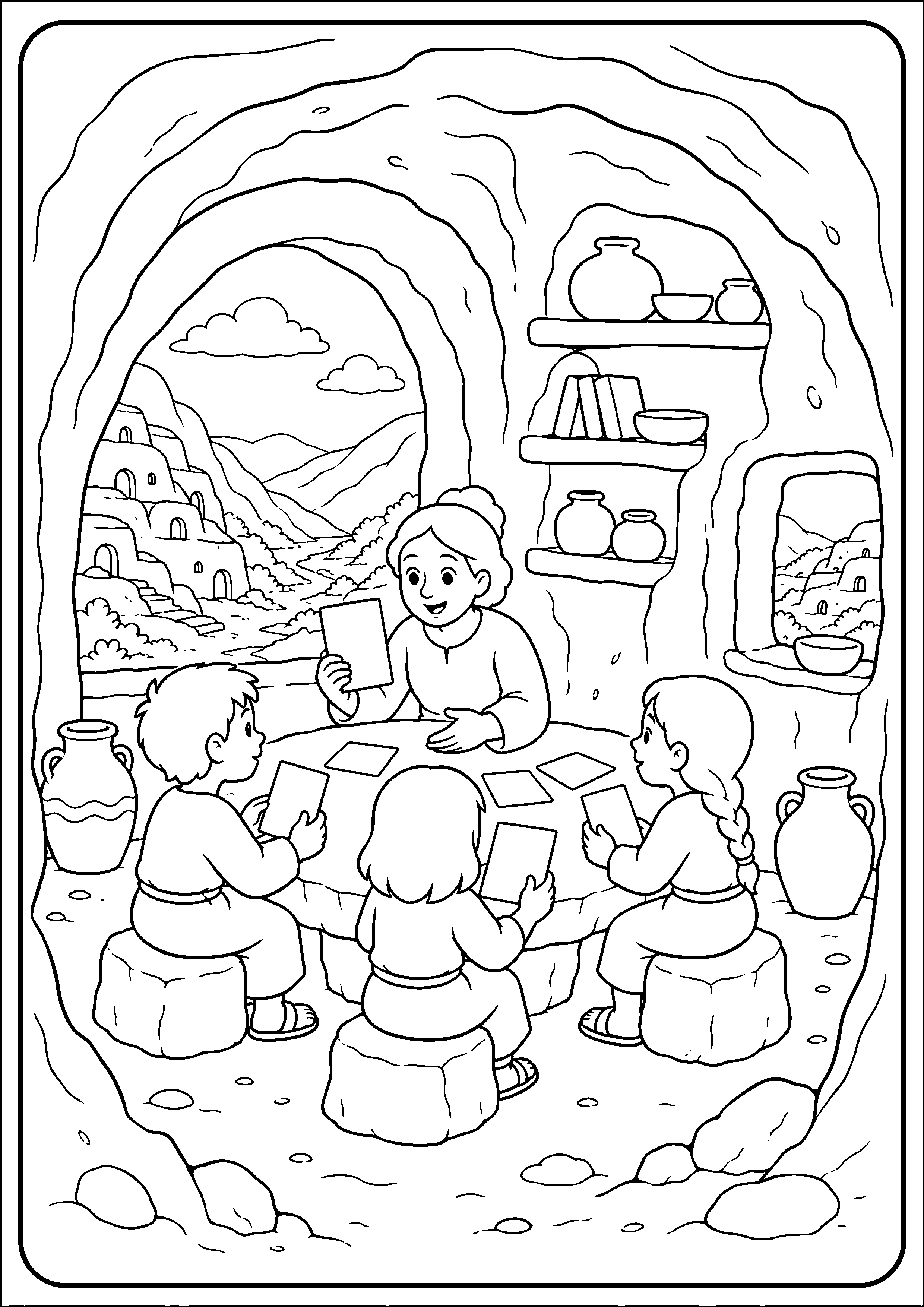 Coloriage village troglodyte à imprimer – dessin n°5