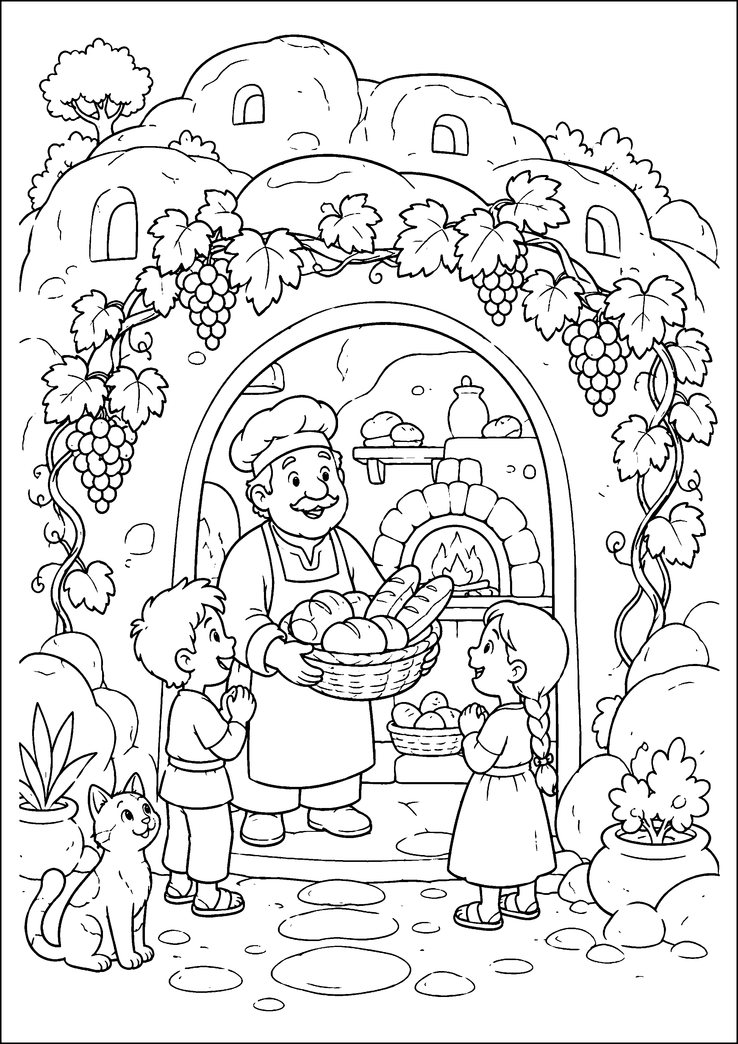 Coloriage village troglodyte à imprimer – dessin n°6